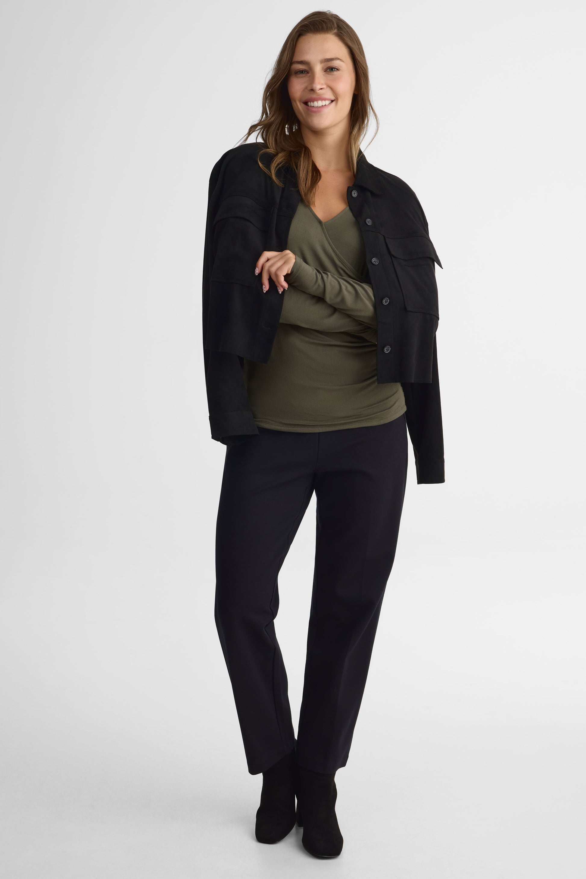 Pantalon pull-on tapered uni – Femme && NOIR
