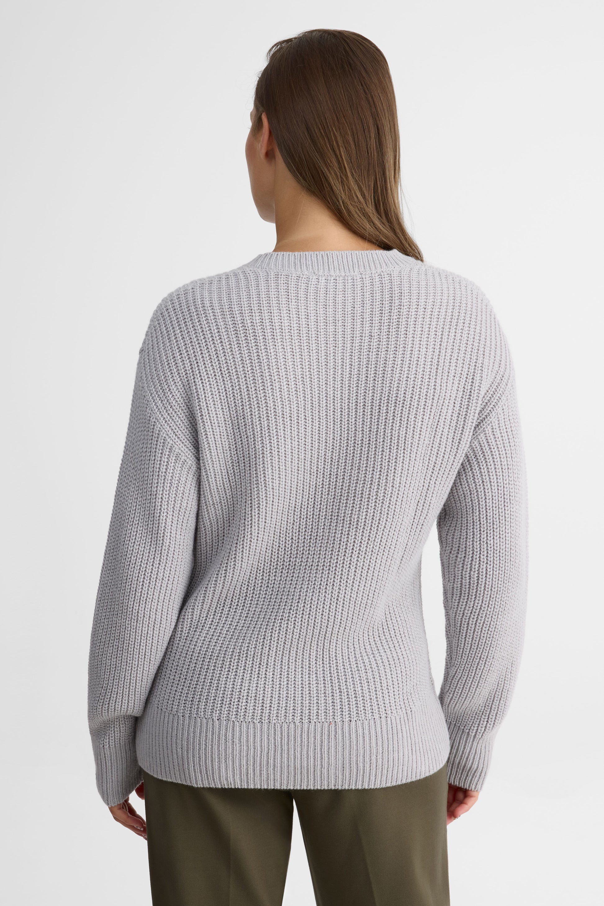 Chandail tricot col rond à manches longues - Femme && GRIS MIXTE