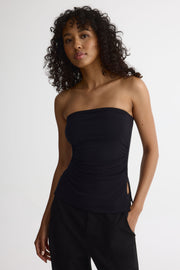 Tube top uni avec ouverture sur le côté - Femme && NOIR