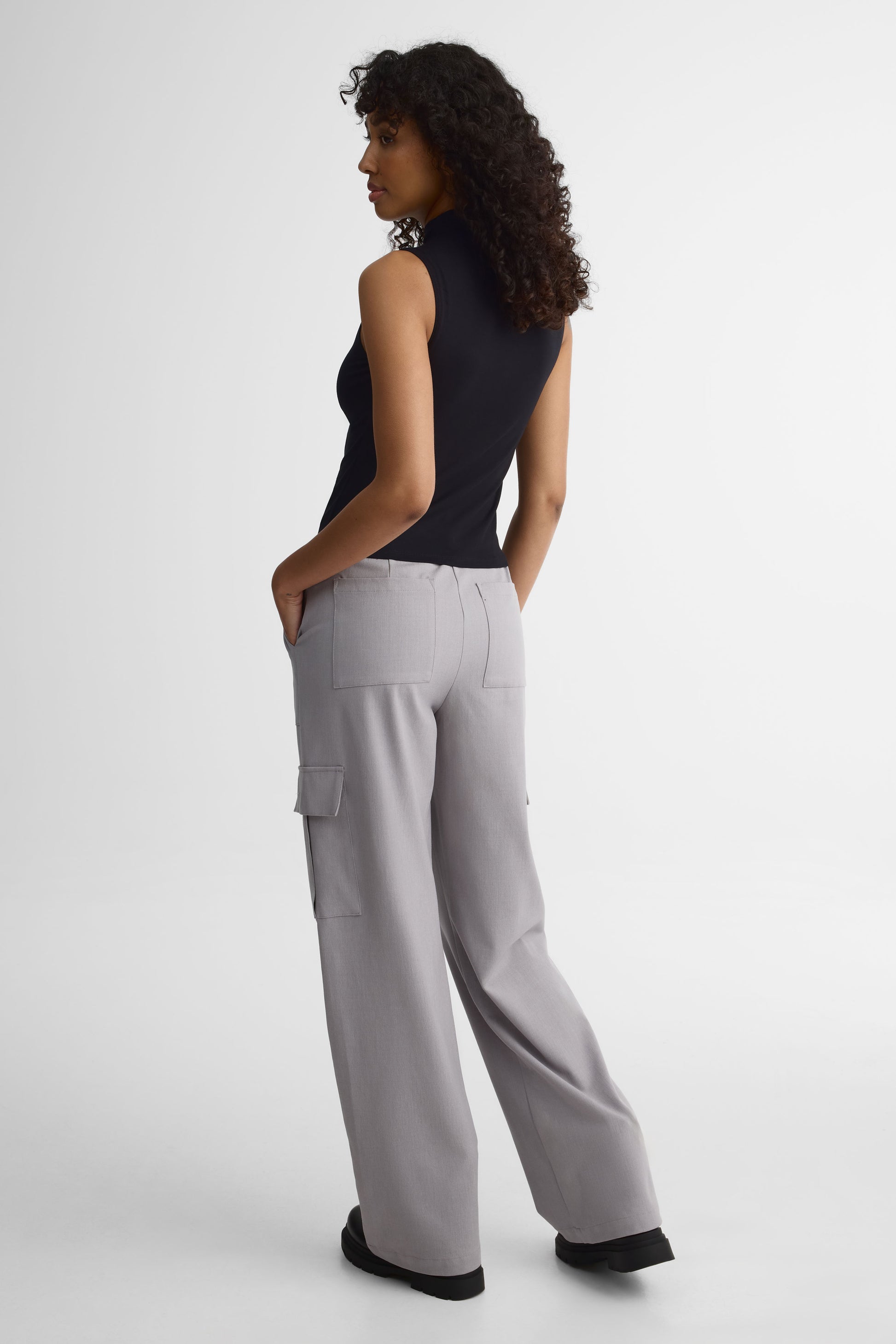 Camisole col montant en rayon élastane - Femme && NOIR