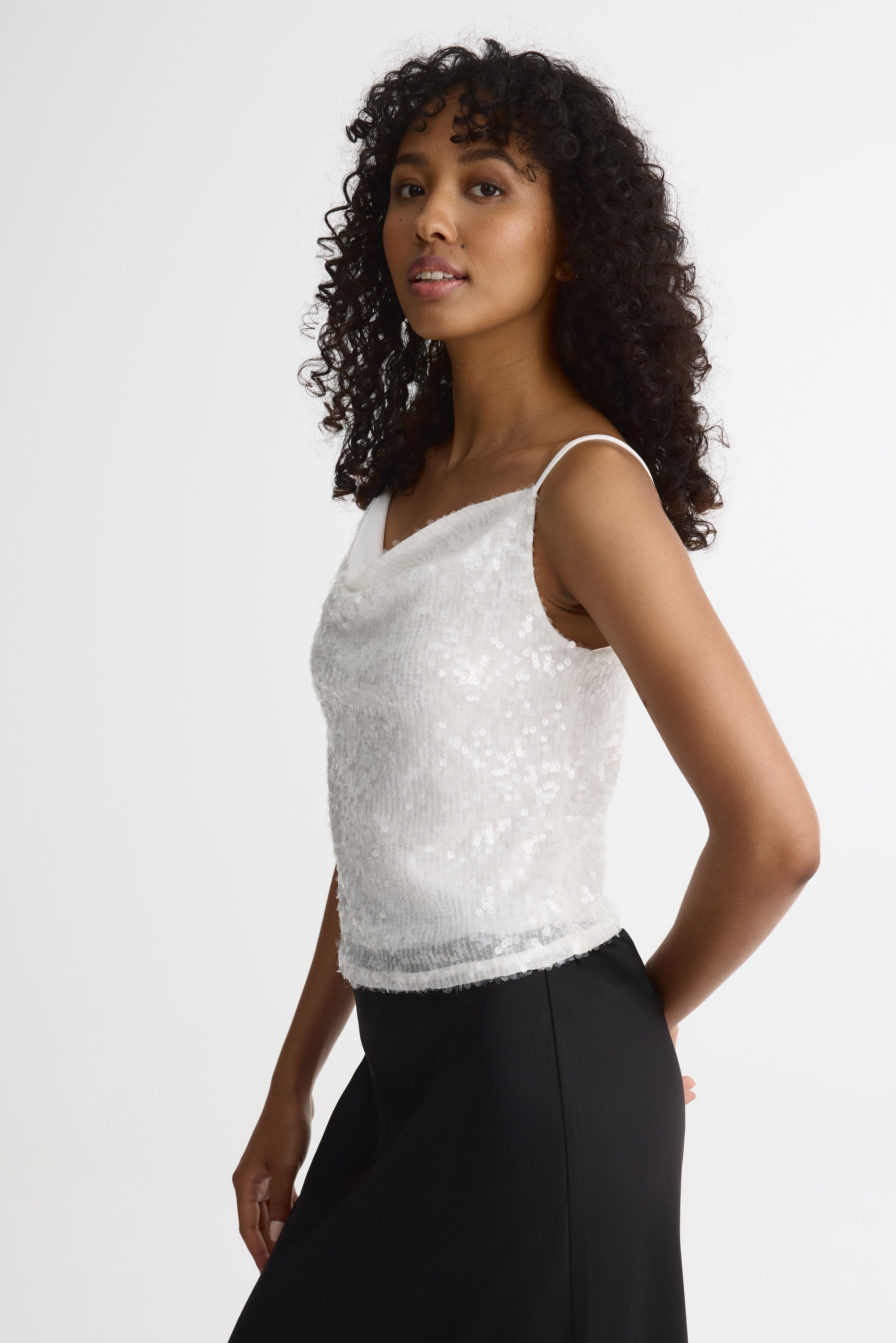 Camisole à sequins, coupe ample – Femme && BLANC CASSÉ