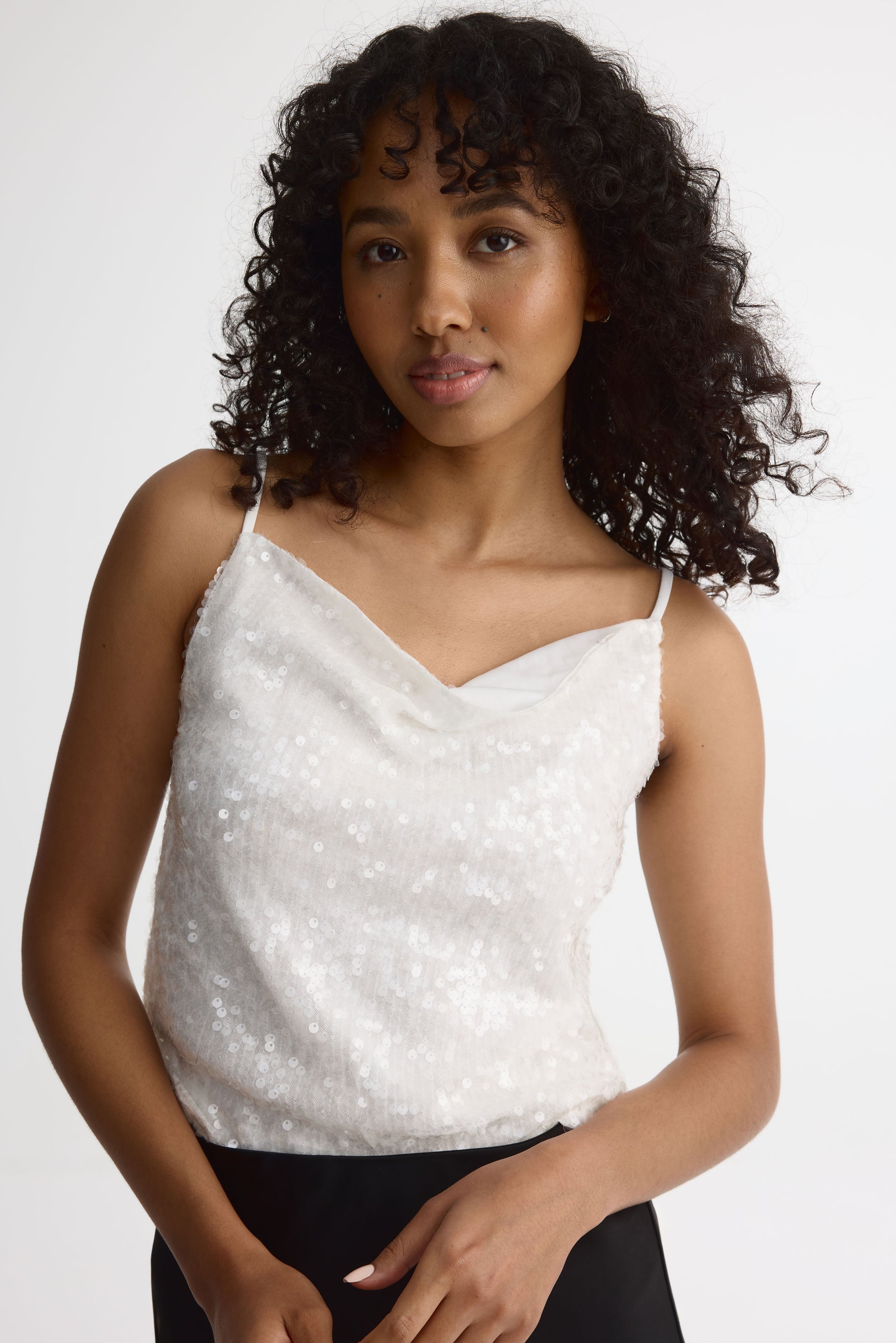 Camisole à sequins, coupe ample – Femme && BLANC CASSÉ
