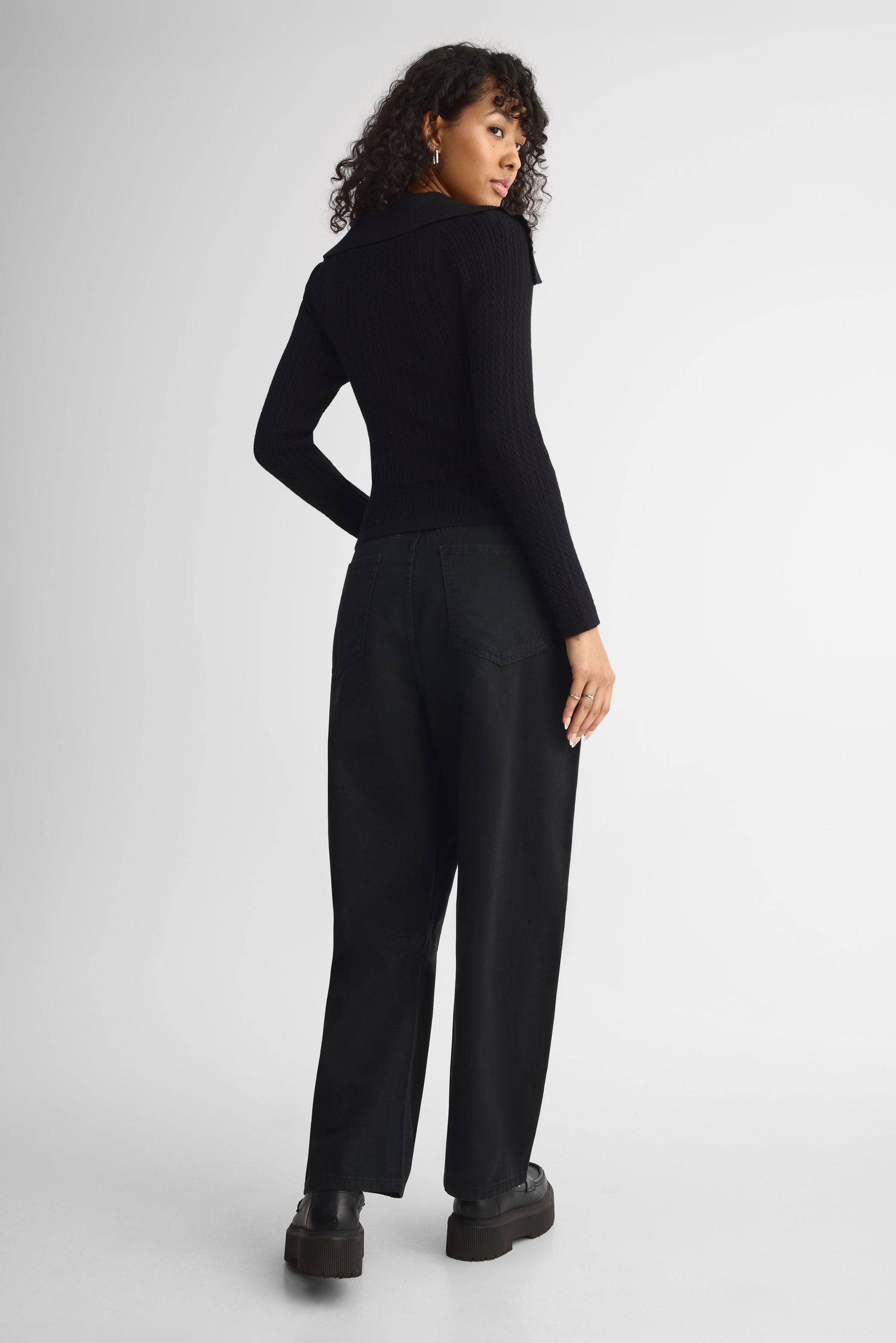 Veste tricot crop à zip - Femme && NOIR