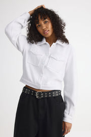 Veste oversize manches ballons – Jeune femme && BLANC CASSÉ