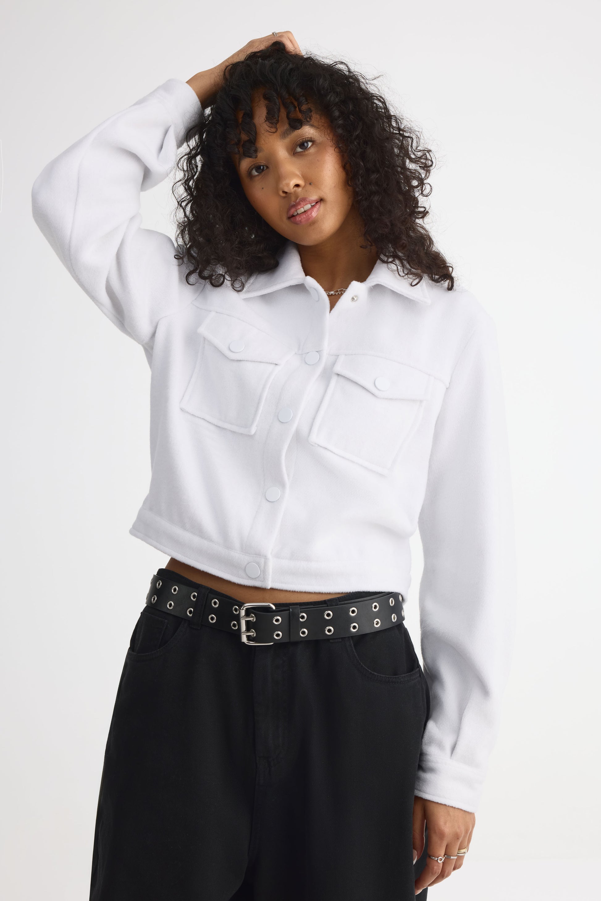 Veste oversize manches ballons – Jeune femme && BLANC CASSÉ