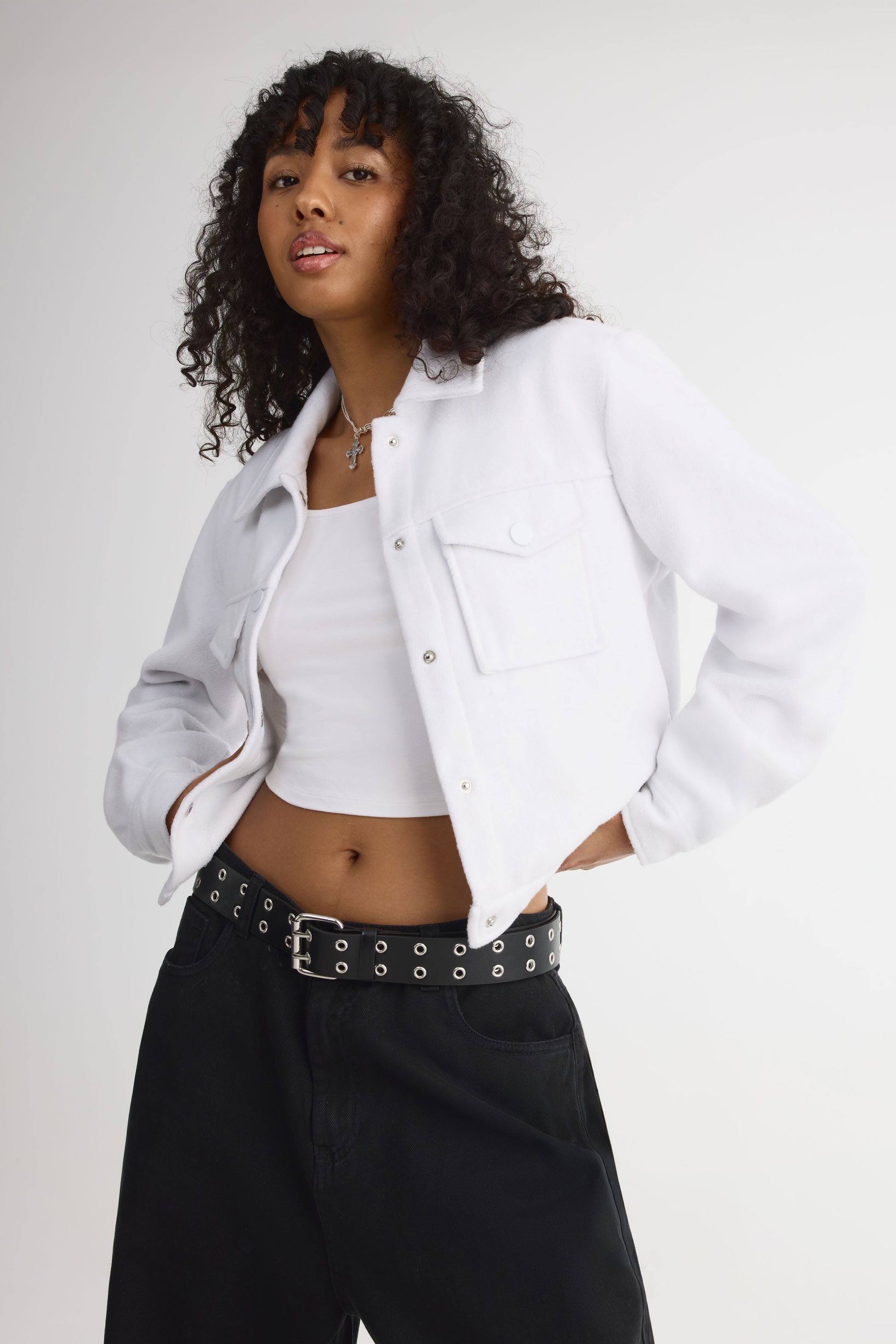 Veste oversize manches ballons – Jeune femme && BLANC CASSÉ