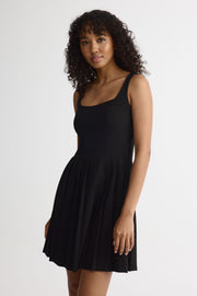 Robe courte évasée à bretelles larges - Jeune femme && NOIR
