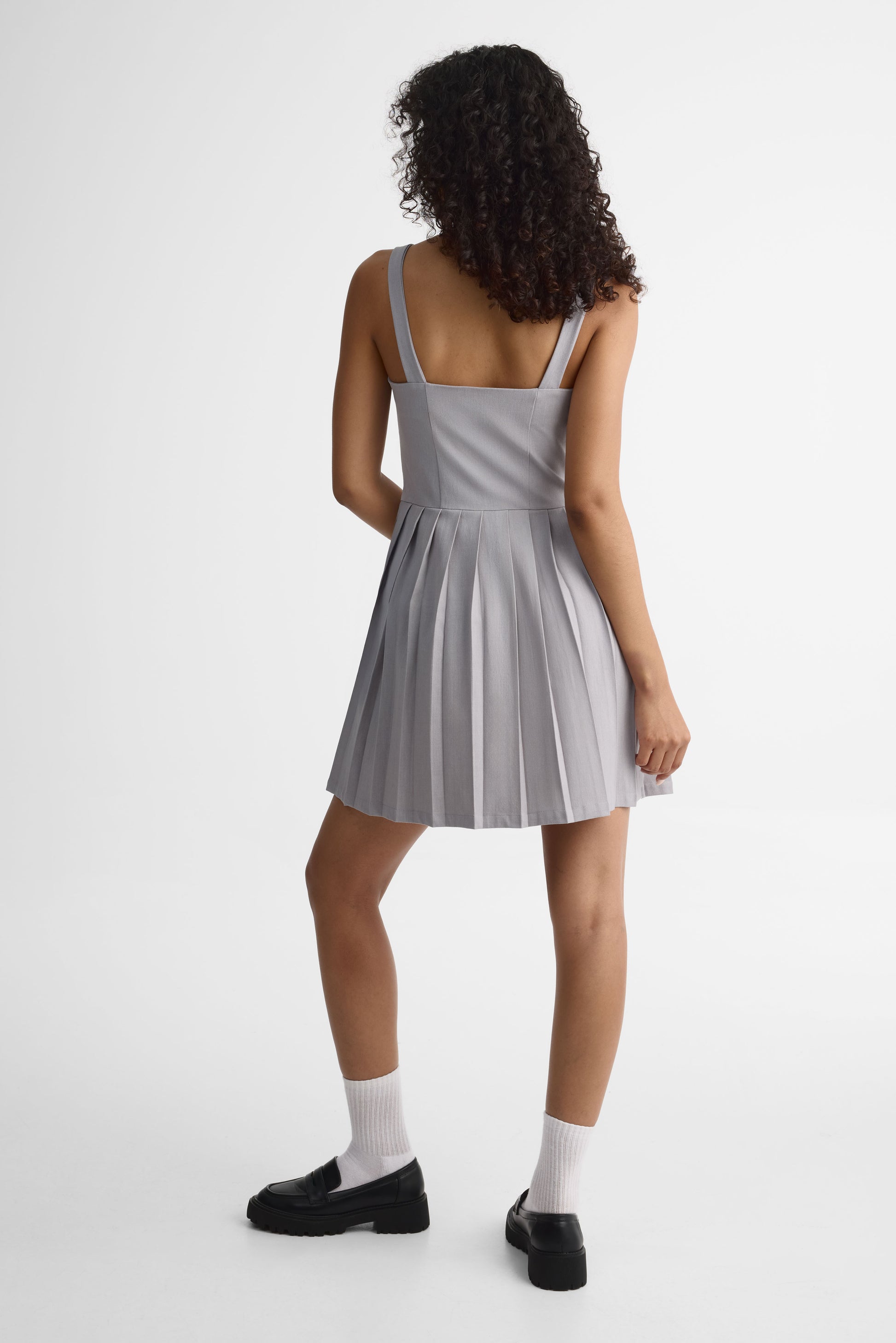 Robe courte évasée à bretelles larges - Jeune femme && GRIS MIXTE