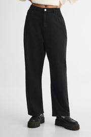 Pantalon baril taille haute évasé – Femme && NOIR