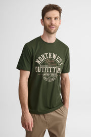 Chandail col rond imprimé 2/30$ – Homme && VERT FONCE