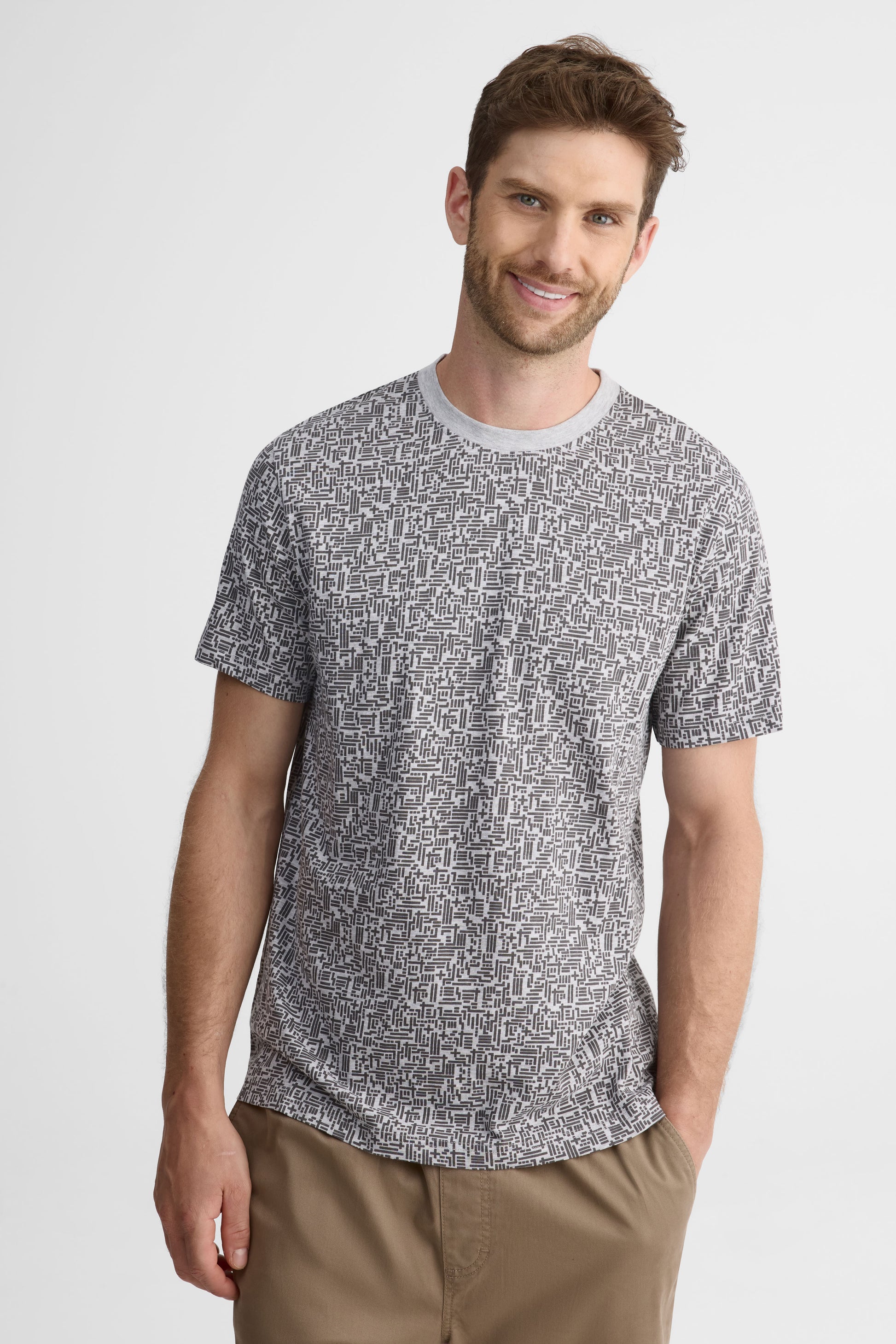 Chandail col rond en jersey 2/30$ – Homme && GRIS MULTI