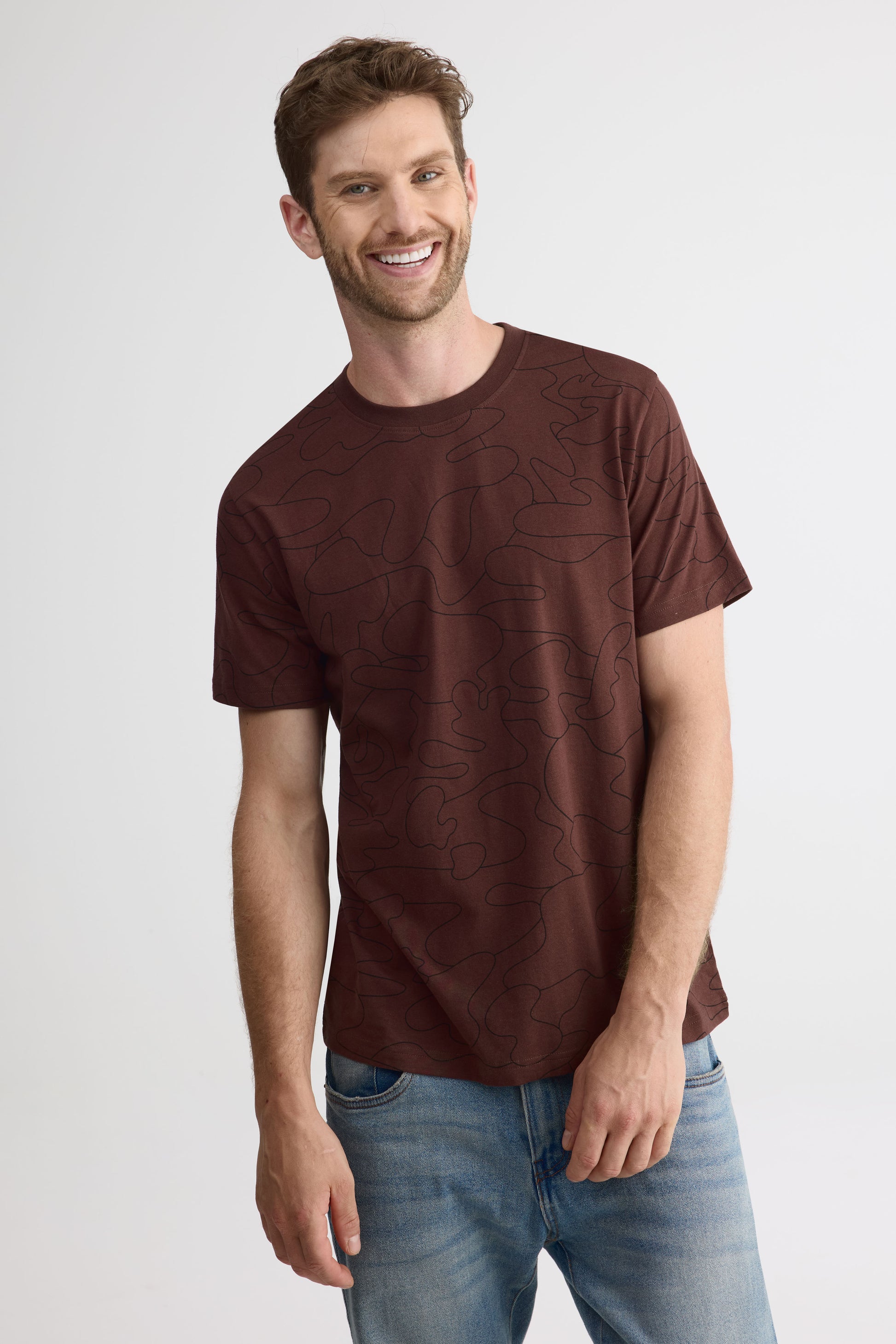 Chandail col rond en jersey 2/30$ – Homme && BRUN/MULTI