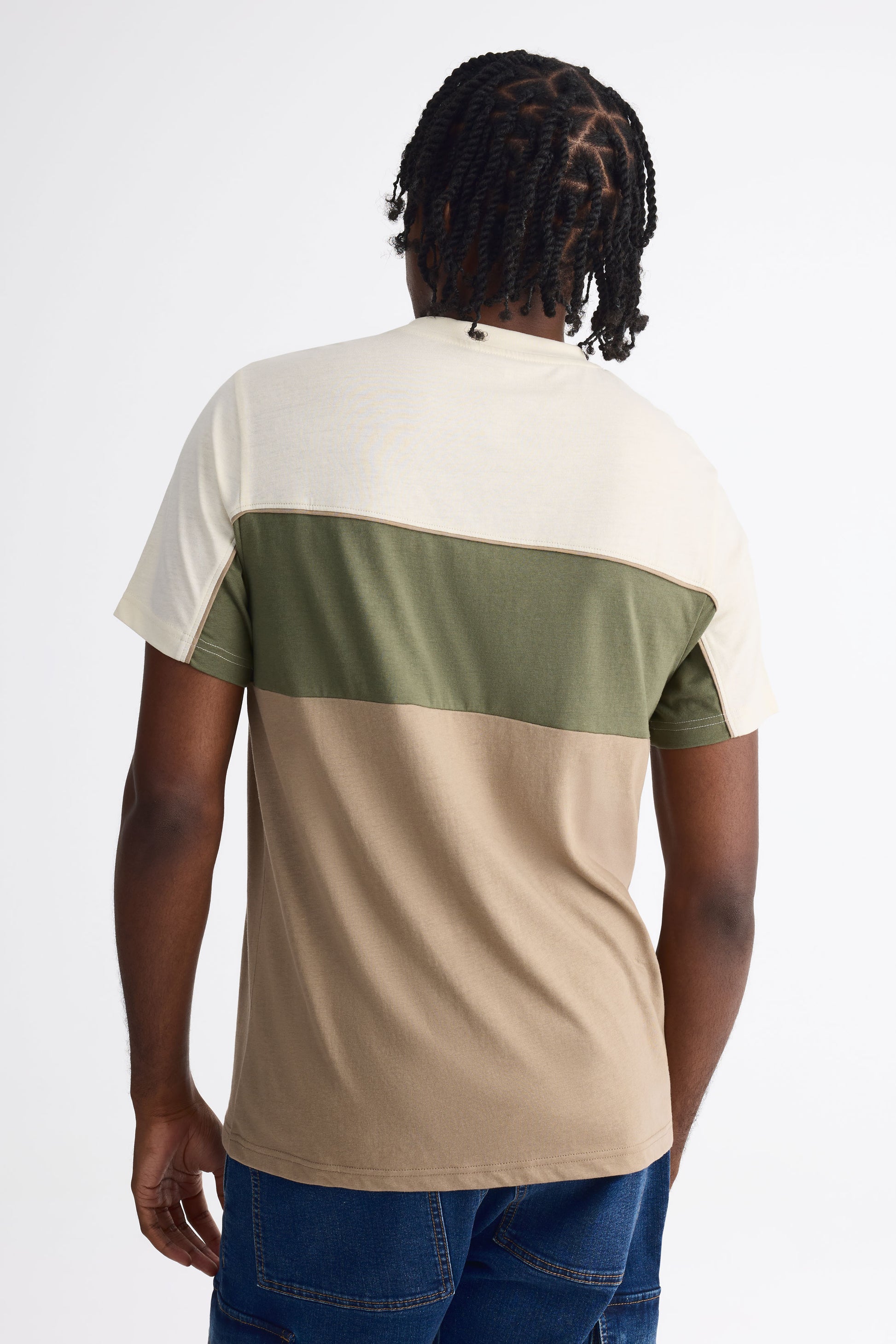 Chandail col rond color block - Homme && TAUPE