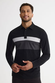 Chandail polo à manches longues - Homme && NOIR