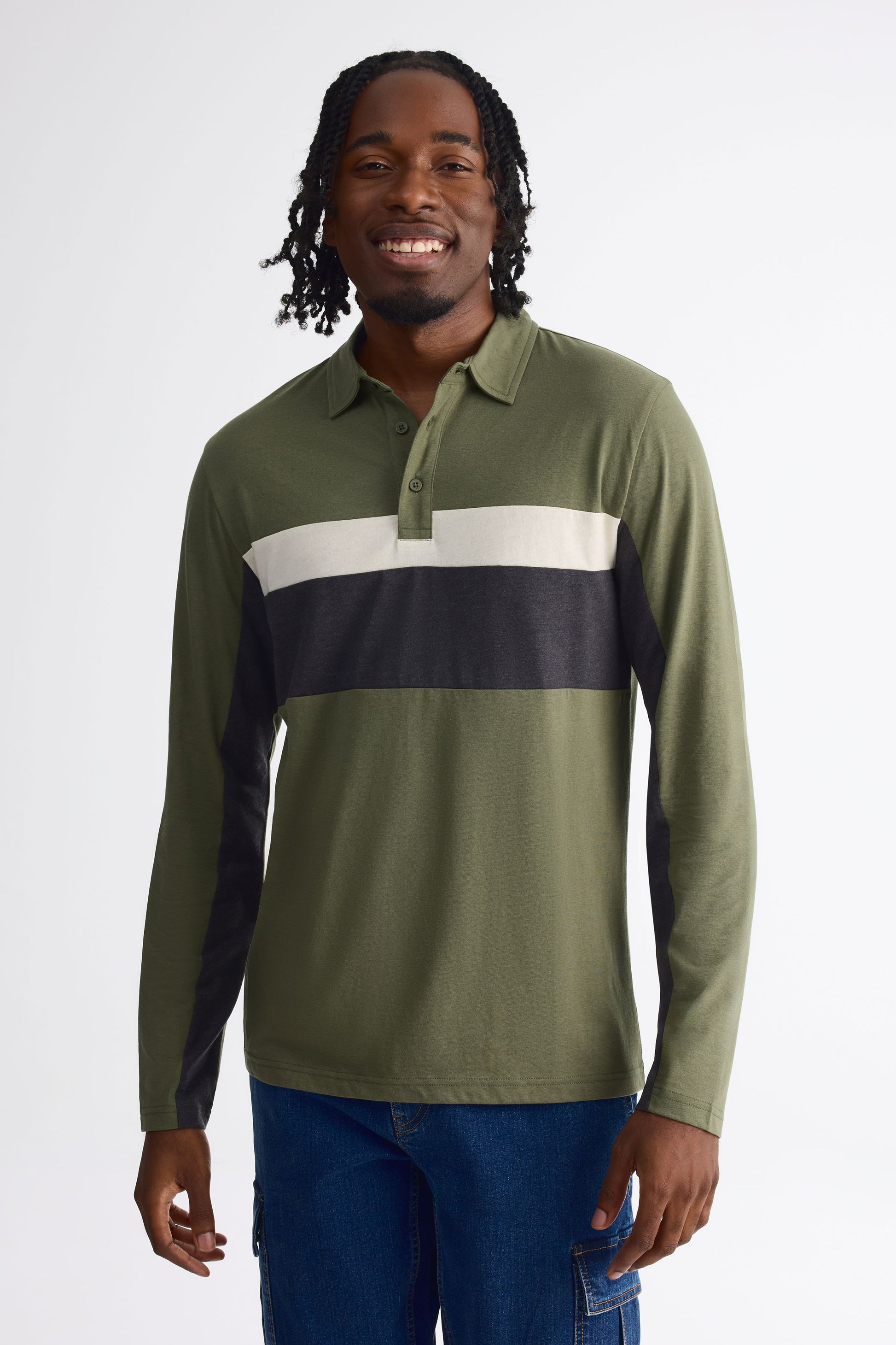 Chandail polo à manches longues - Homme && VERT