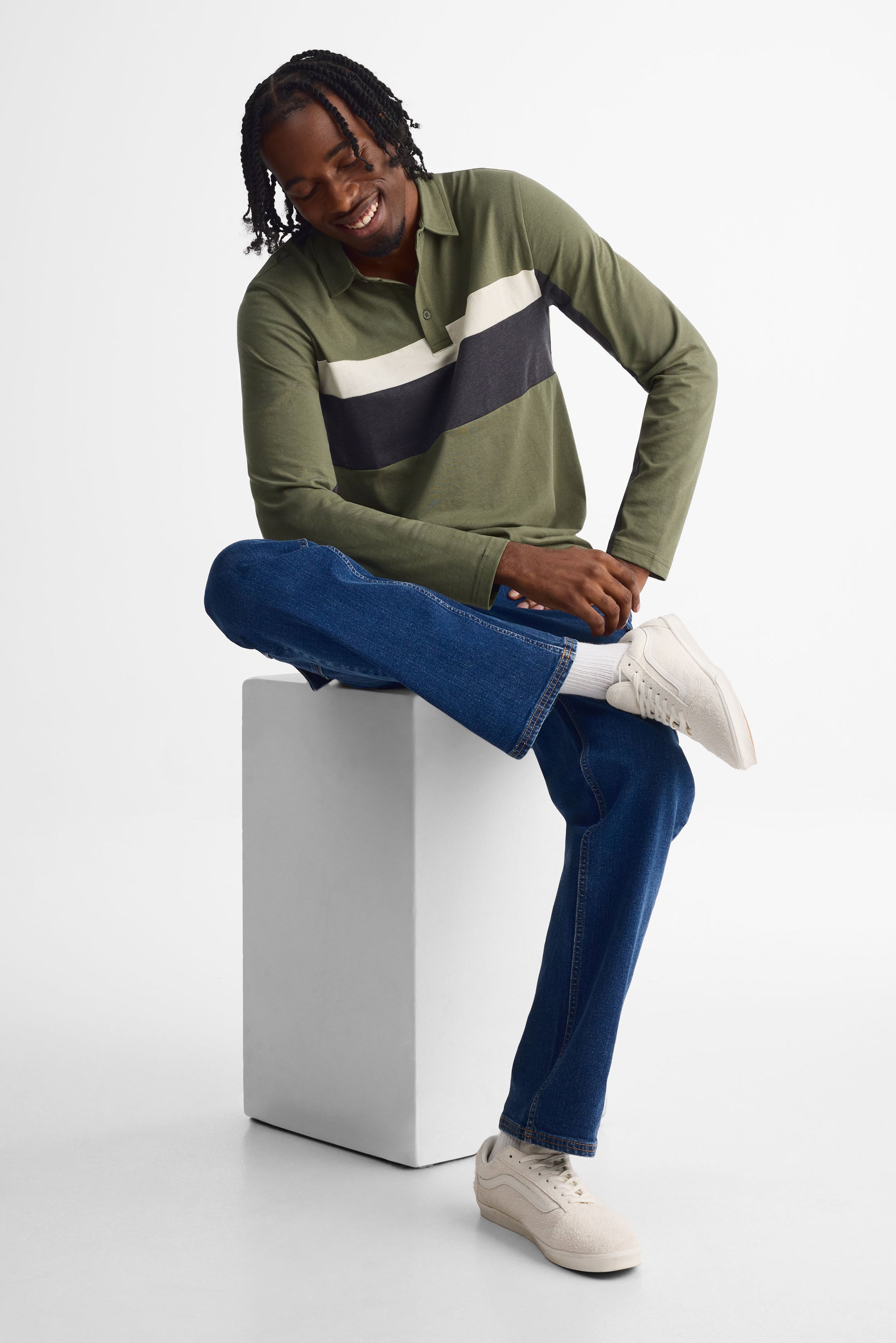 Chandail polo à manches longues - Homme && VERT