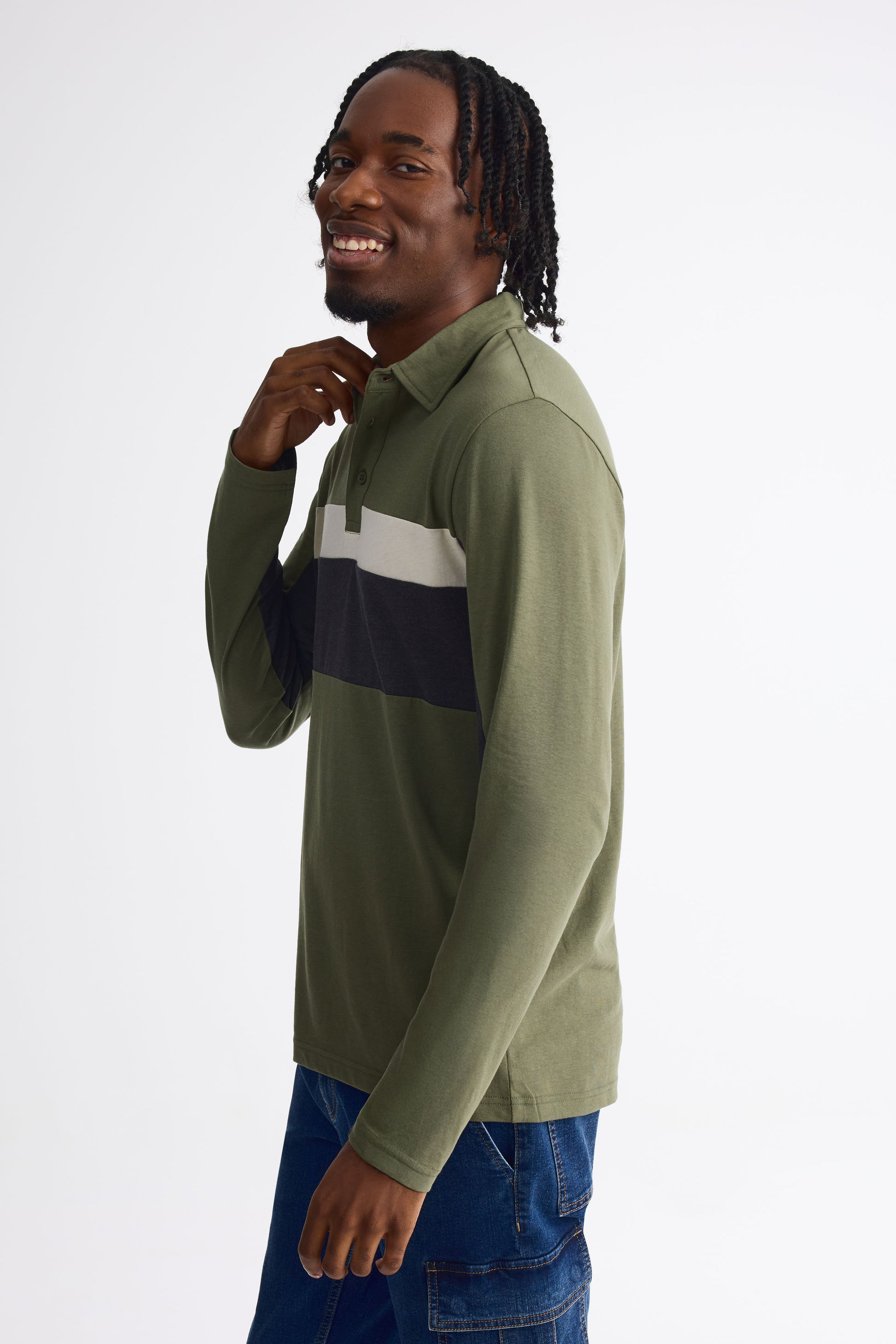 Chandail polo à manches longues - Homme && VERT