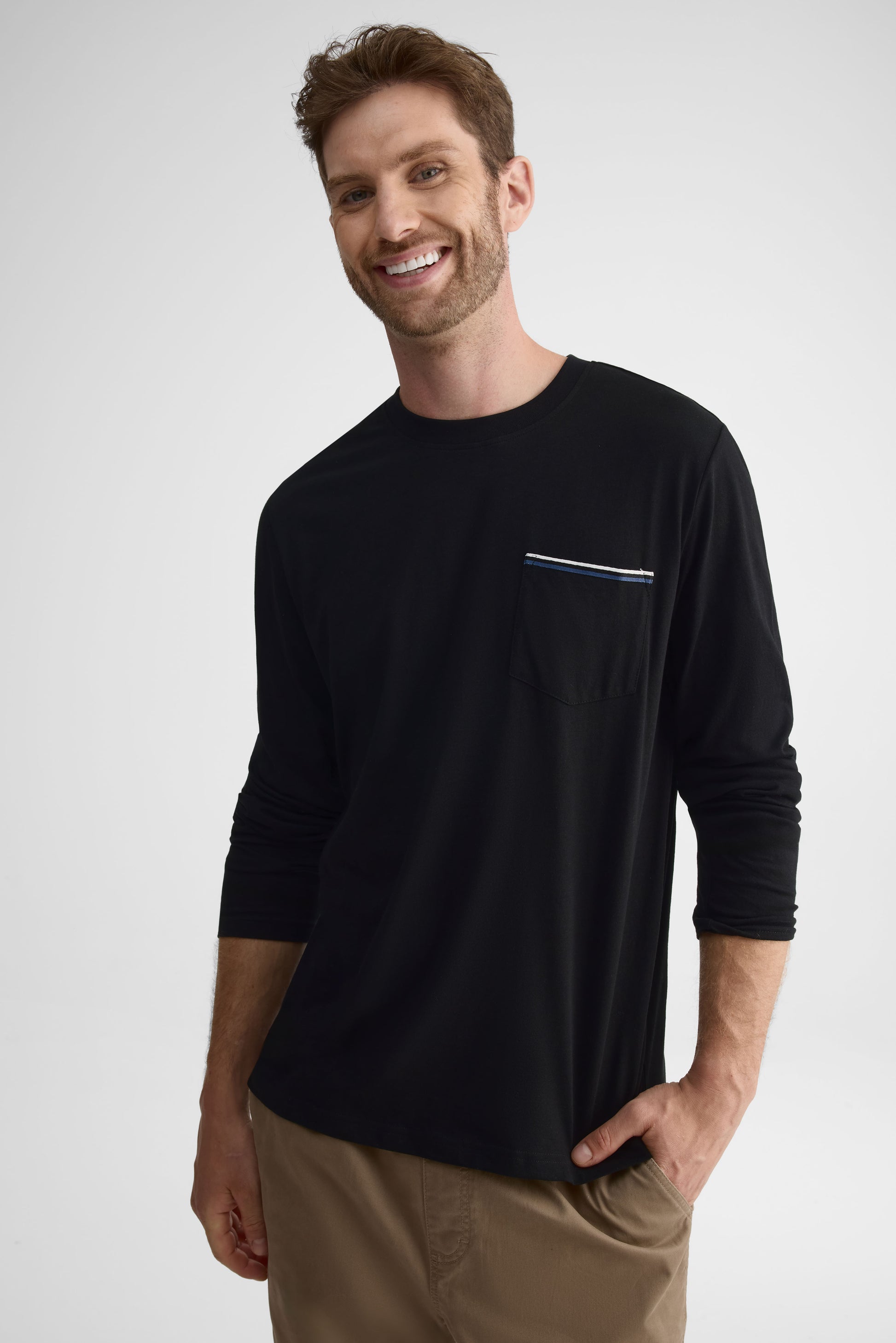 Chandail léger à manches longues – Homme && NOIR