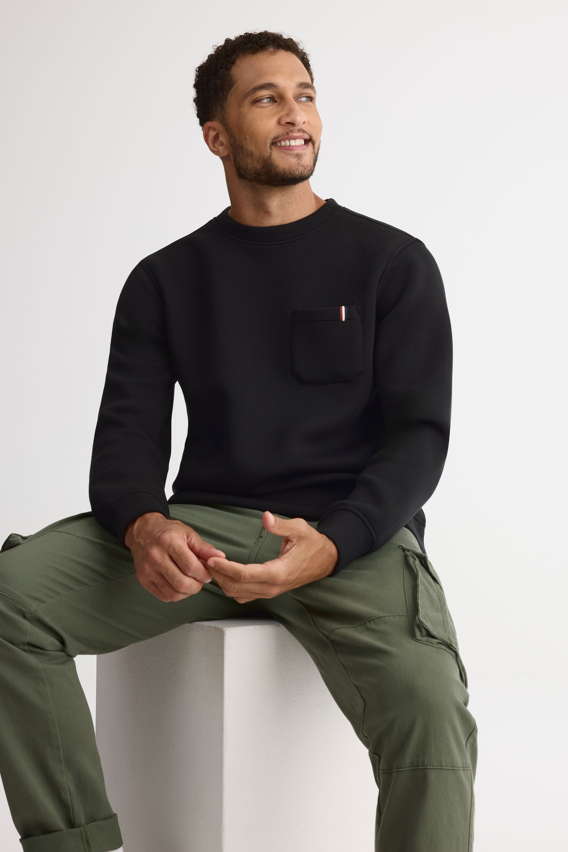 Chandail ouaté col rond - Homme && NOIR