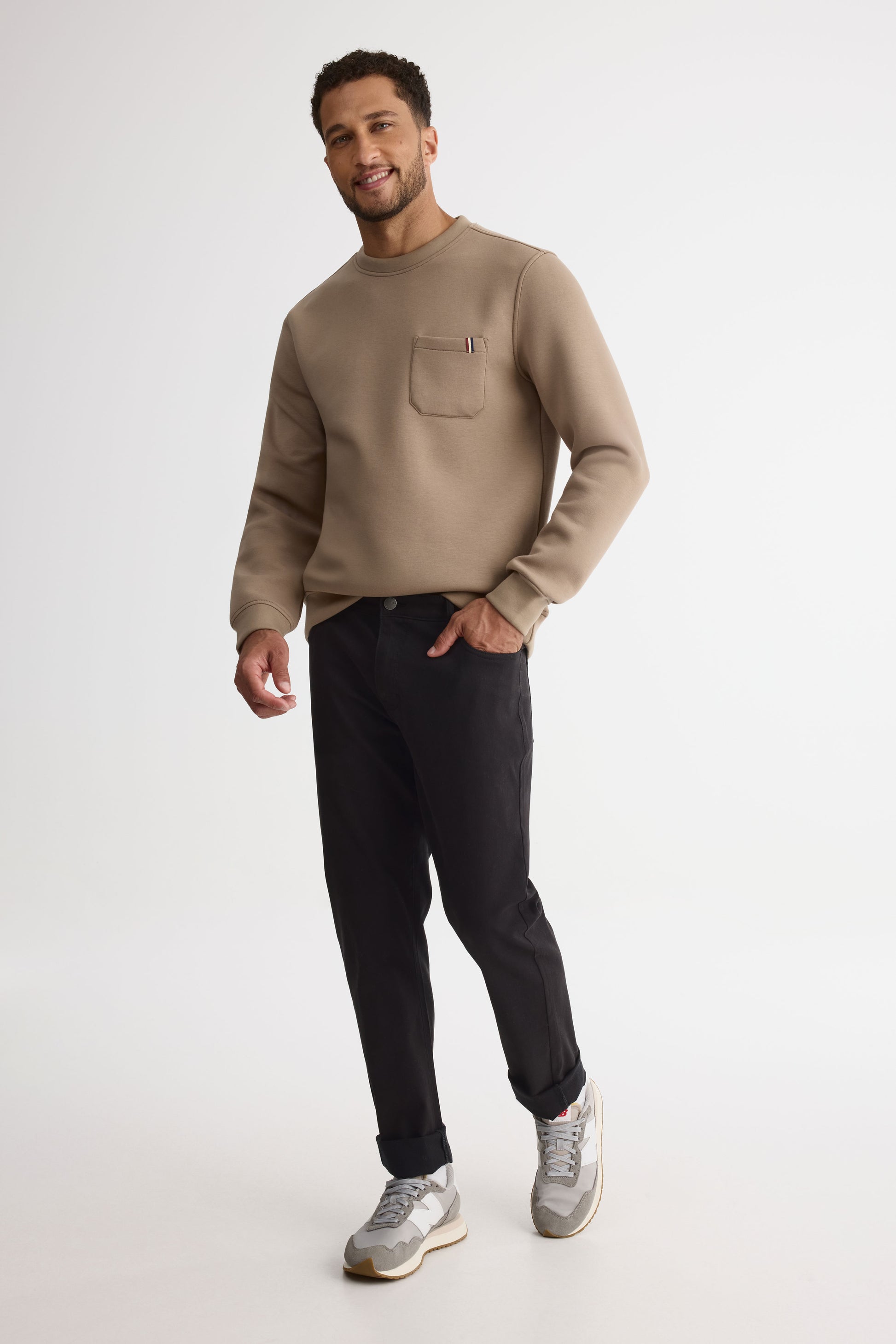 Chandail ouaté col rond - Homme && TAUPE