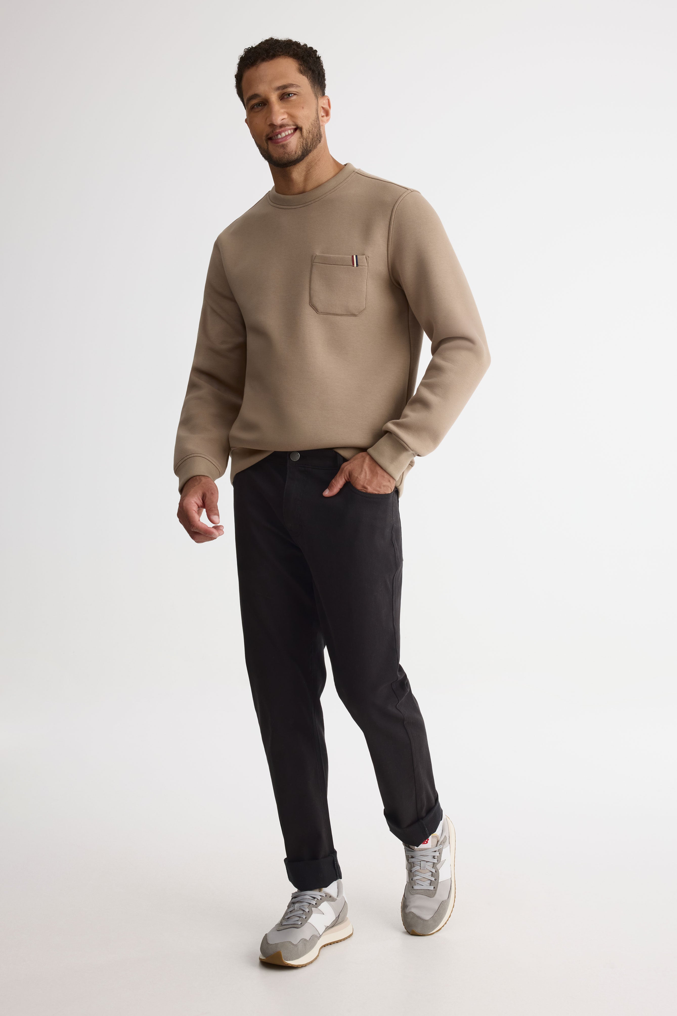 Chandail ouaté col rond - Homme && TAUPE