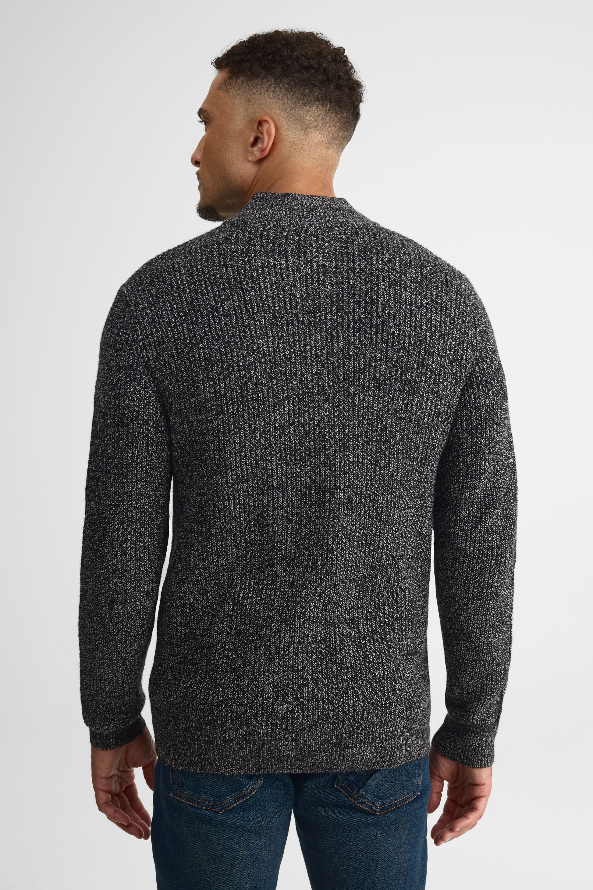 Veste tricot à col montant - Homme && NOIR