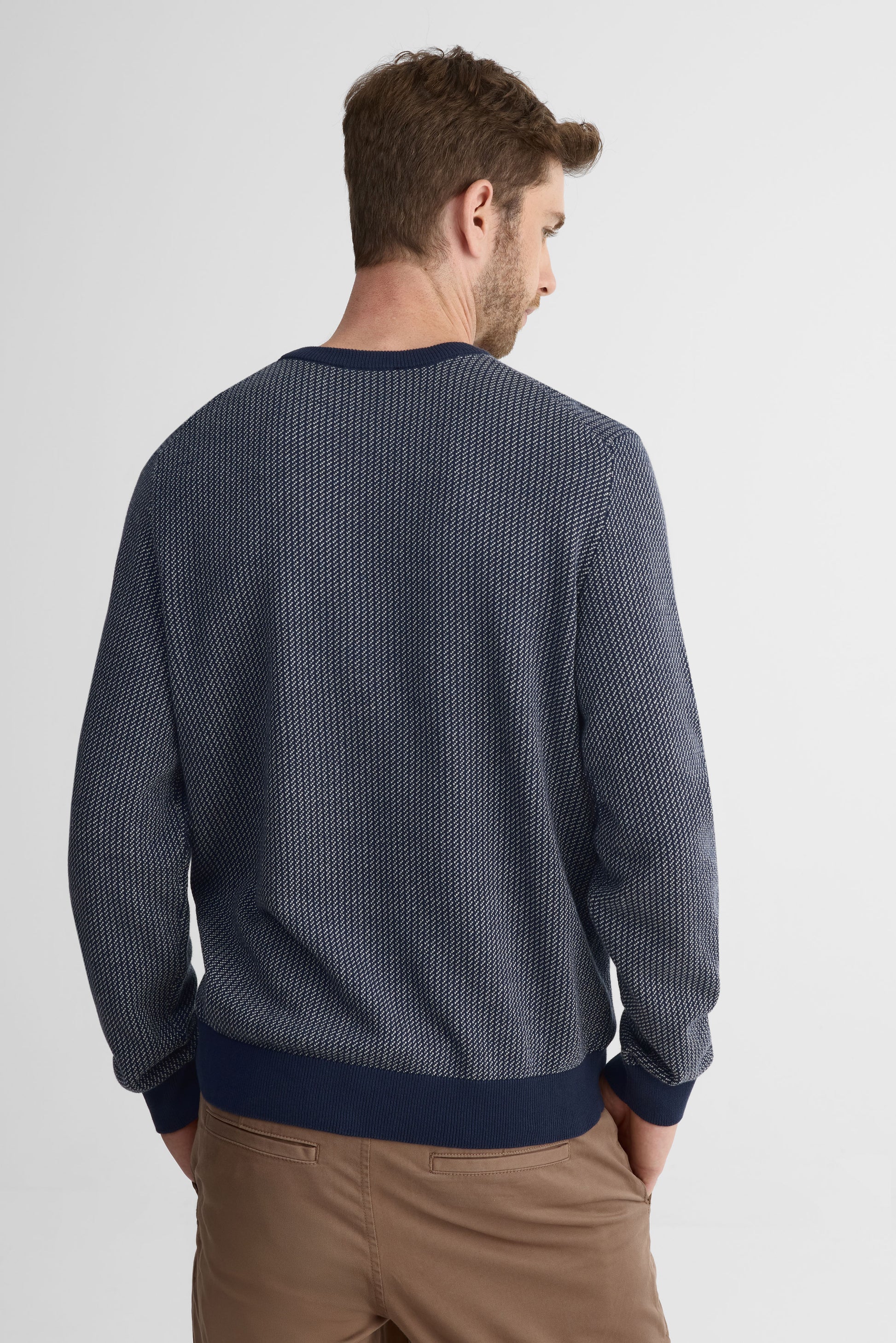 Chandail tricot col rond manches longues – Homme && MARIN