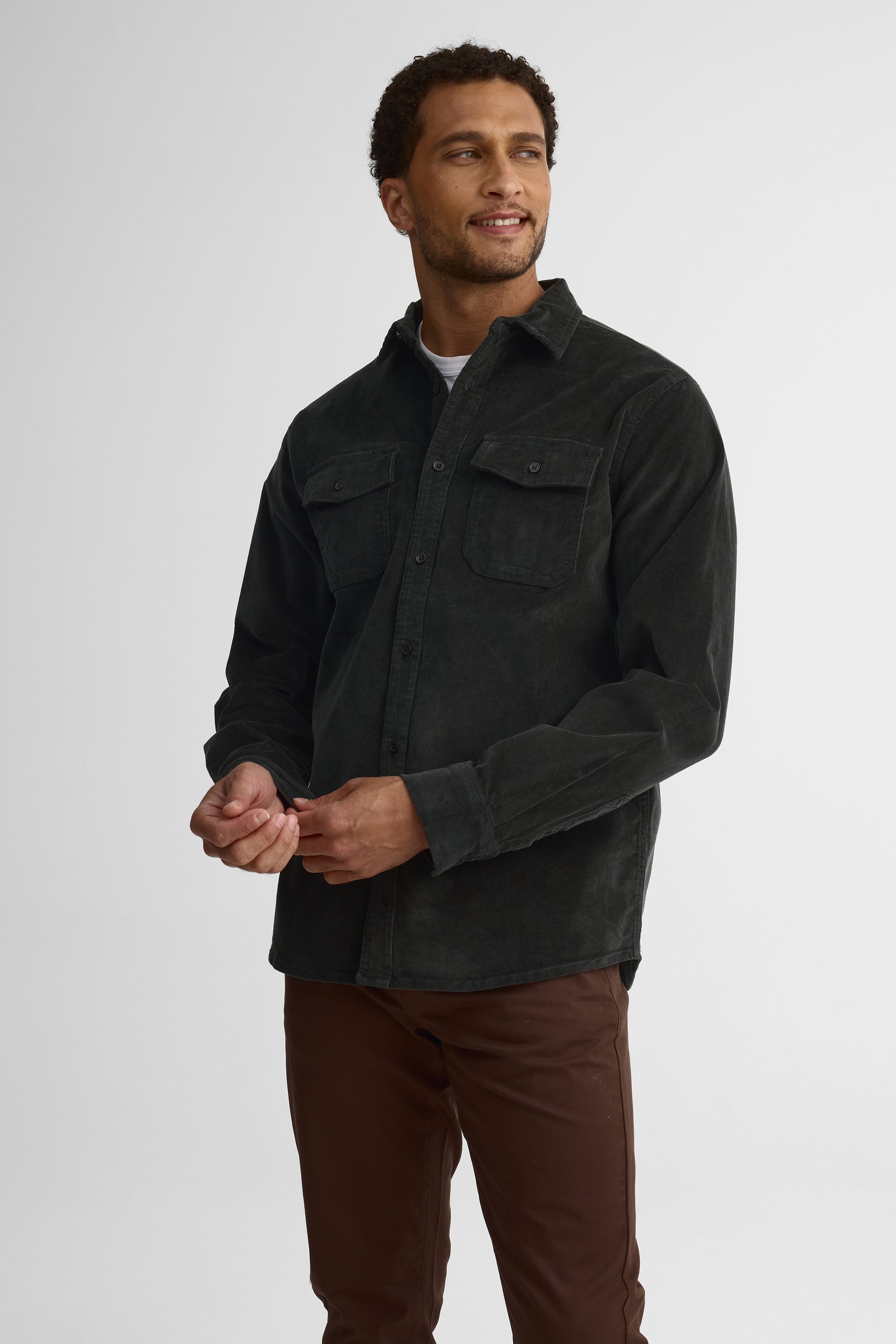 Chemise à manches longues, coupe régulière - Homme && CHARBON