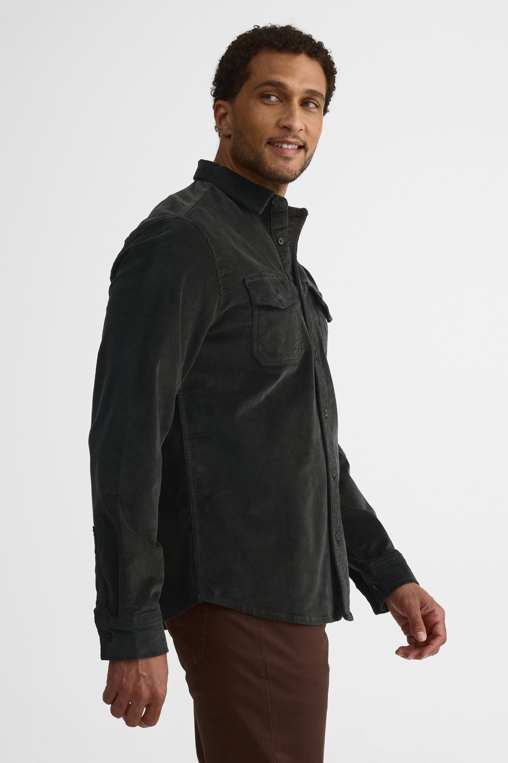 Chemise à manches longues, coupe régulière - Homme && CHARBON