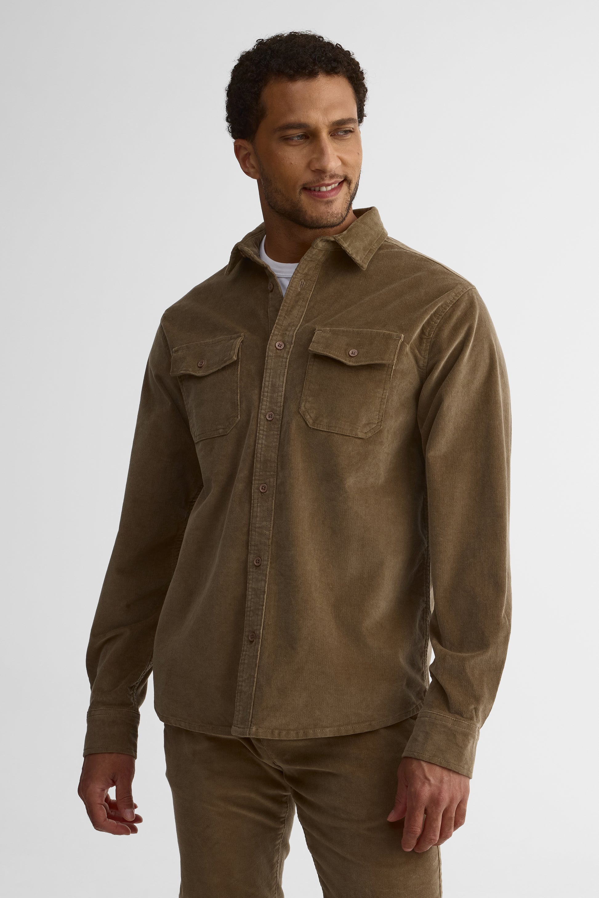 Chemise à manches longues, coupe régulière - Homme && TAUPE