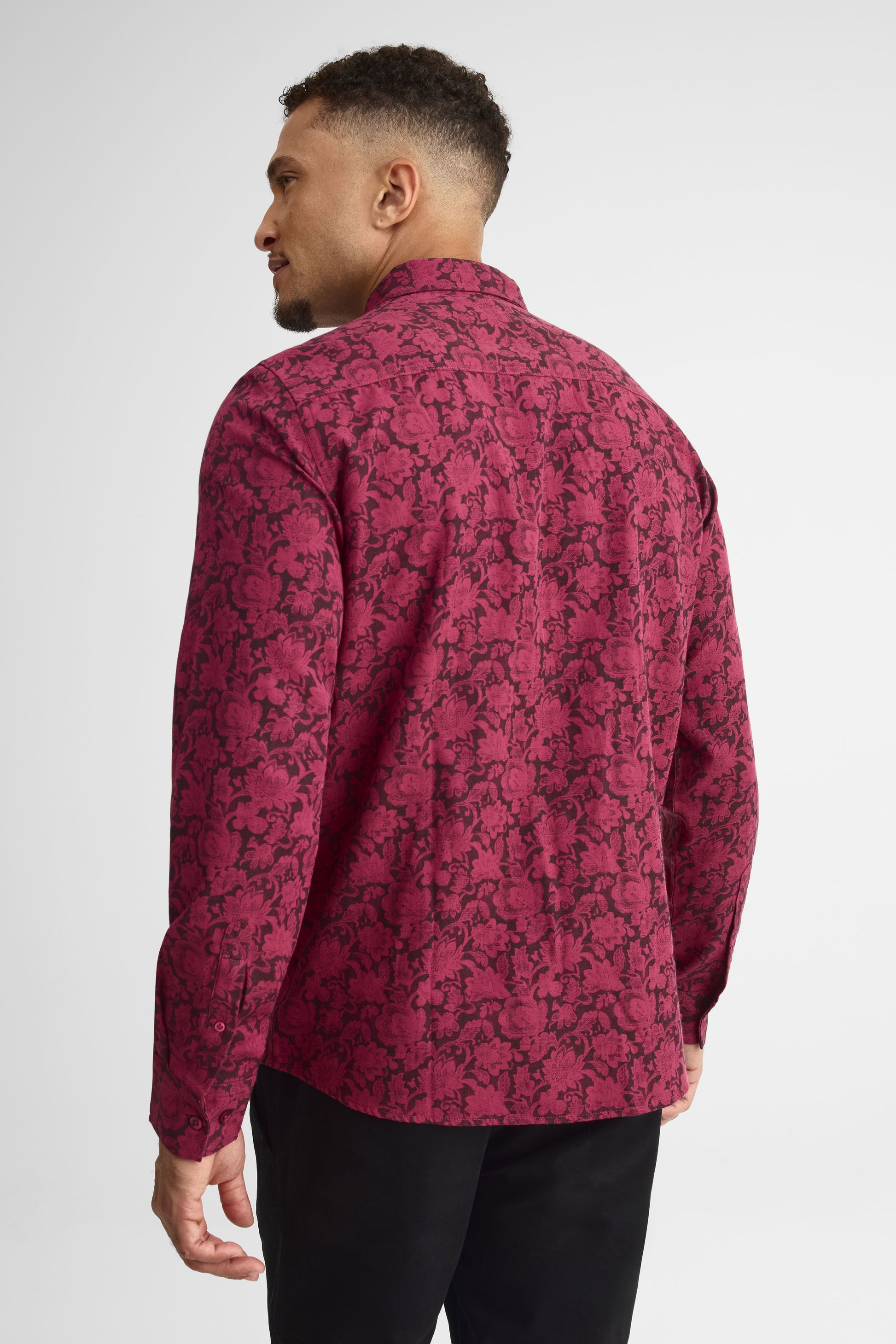 Chemise à manches longues en coton - Homme && BRUN/MULTI