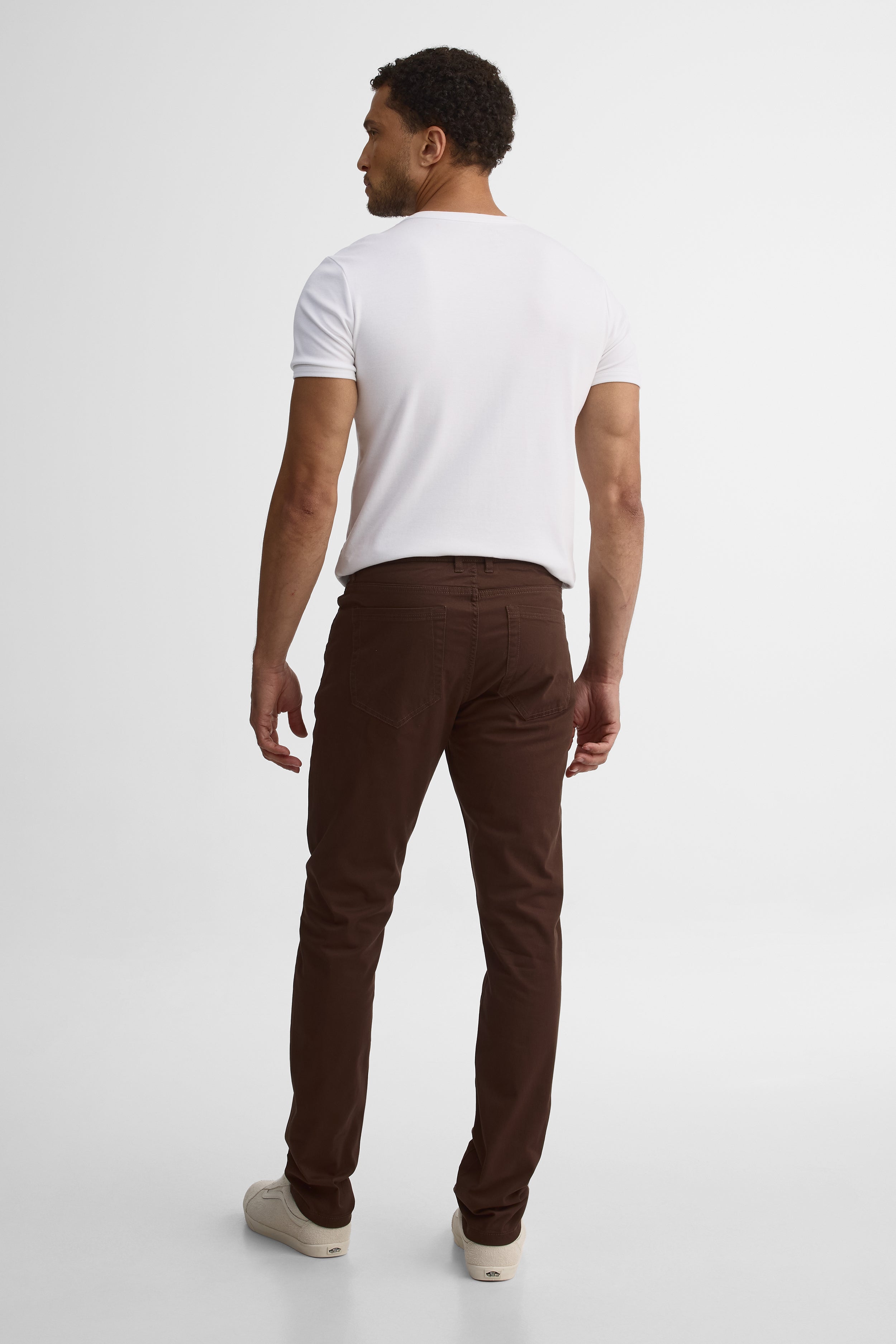 Pantalon stretch twill slim fit – Homme && BRUN FONCE