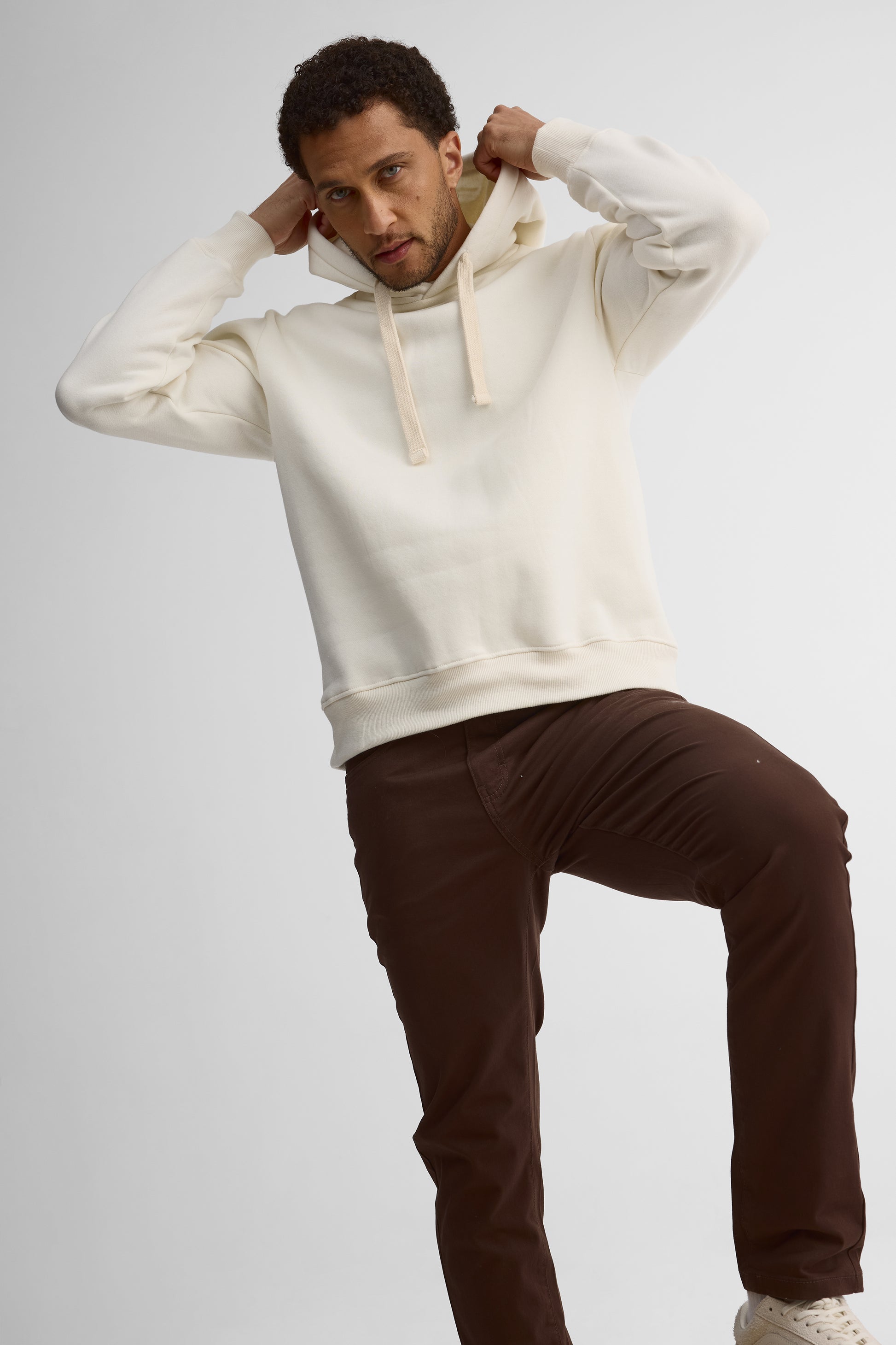 Pantalon stretch twill slim fit – Homme && BRUN FONCE