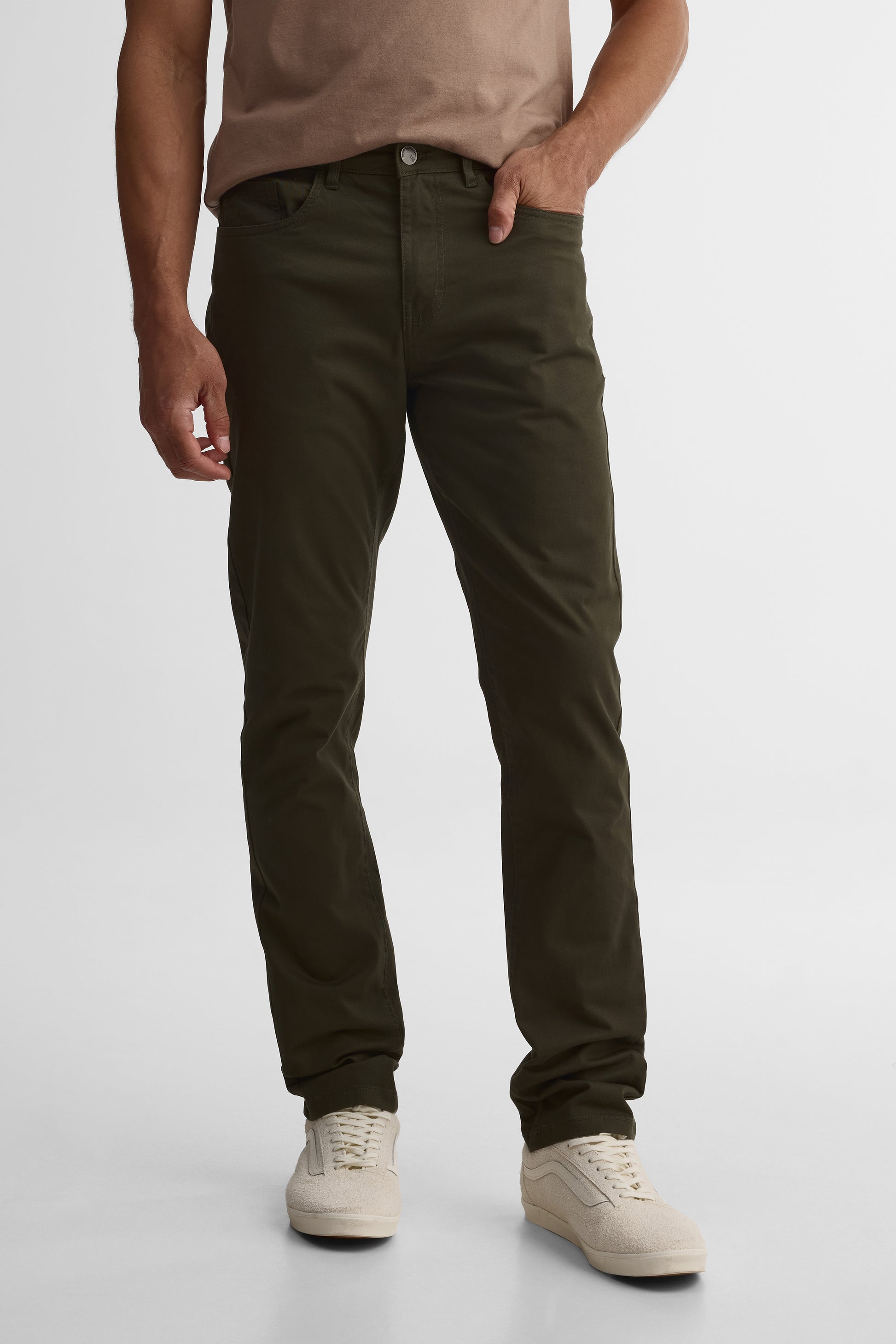 Pantalon stretch twill slim fit – Homme && VERT FONCE