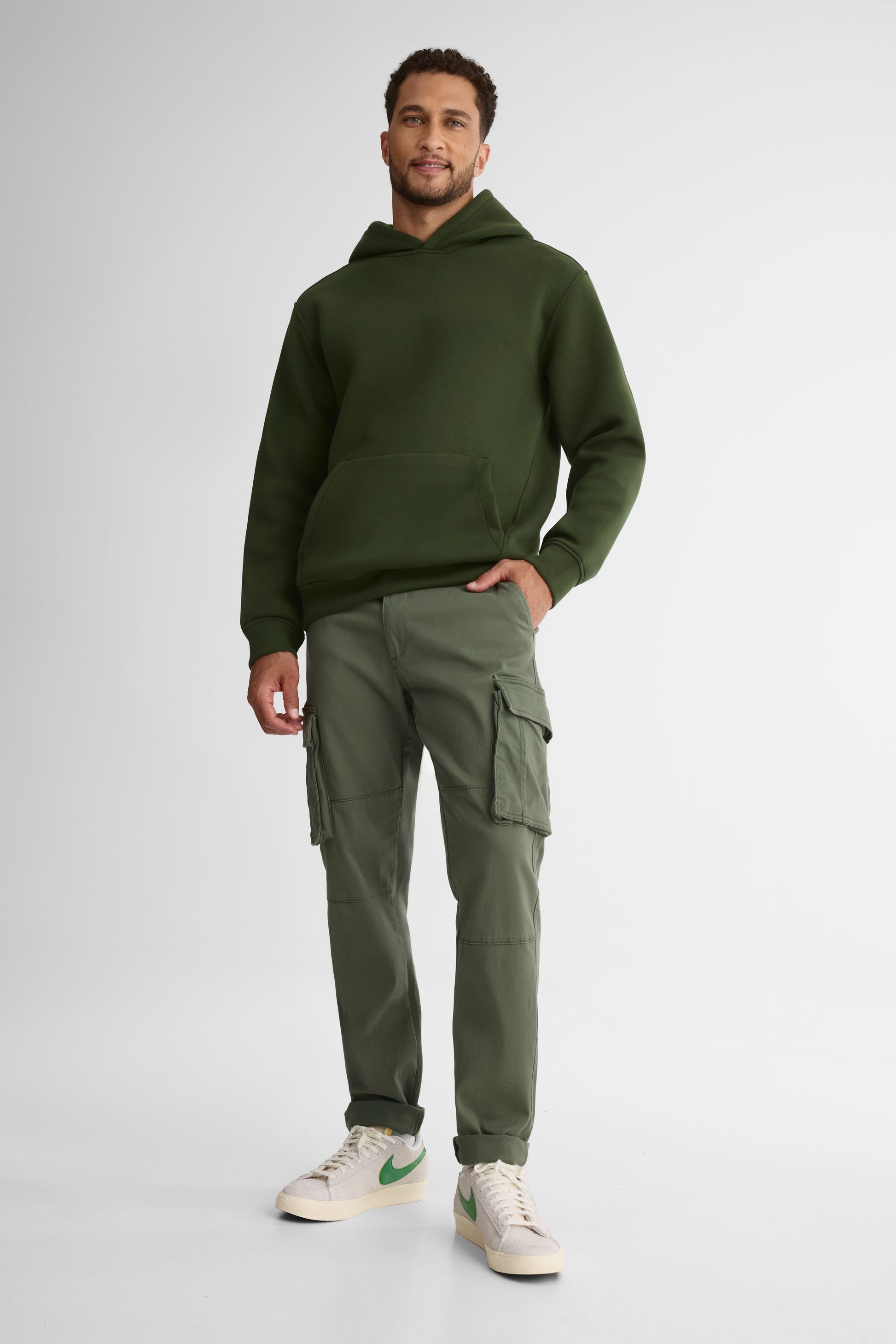 Chandail ouaté à capuchon – Homme && VERT FONCE