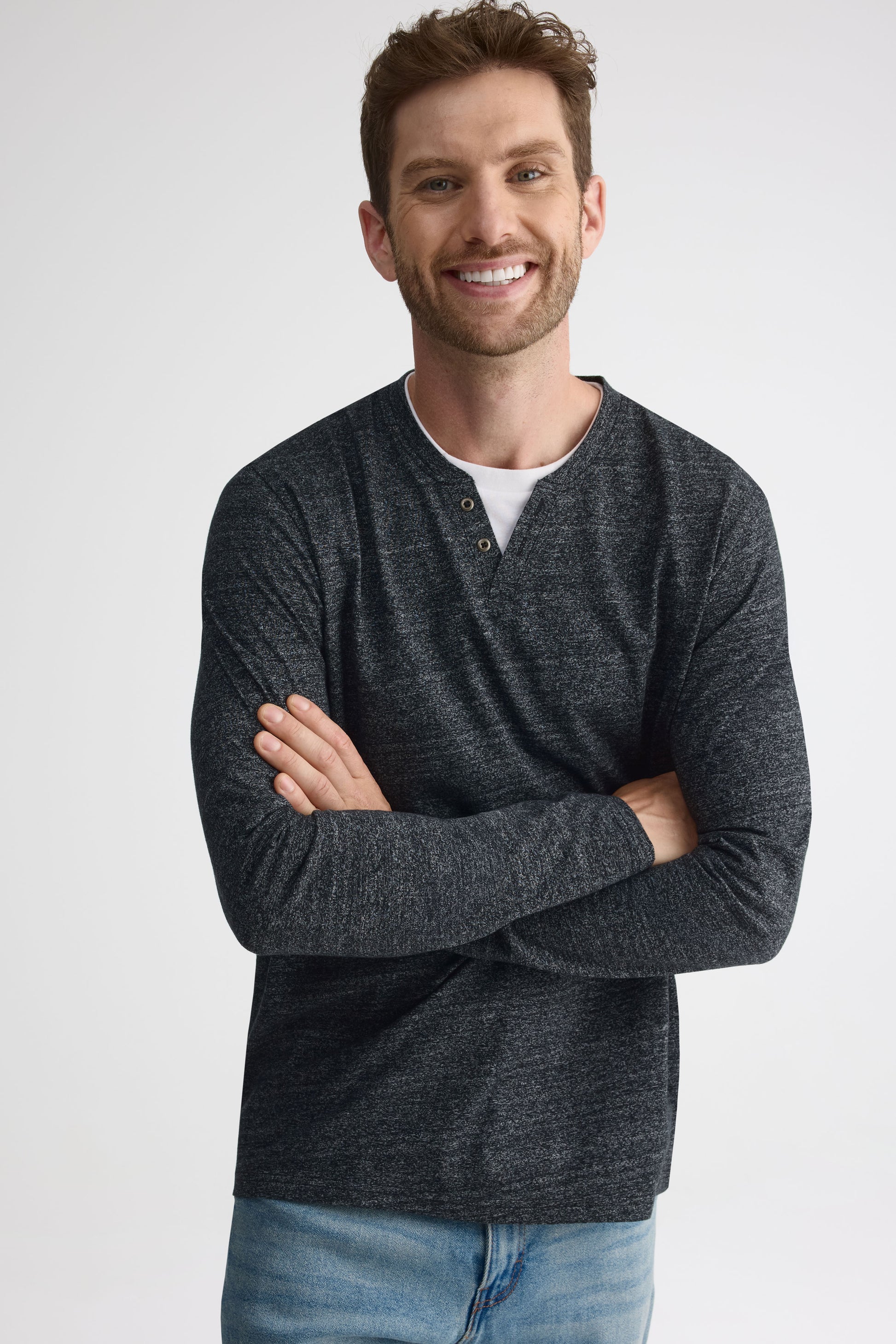Chandail Henley manches longues – Homme && NOIR