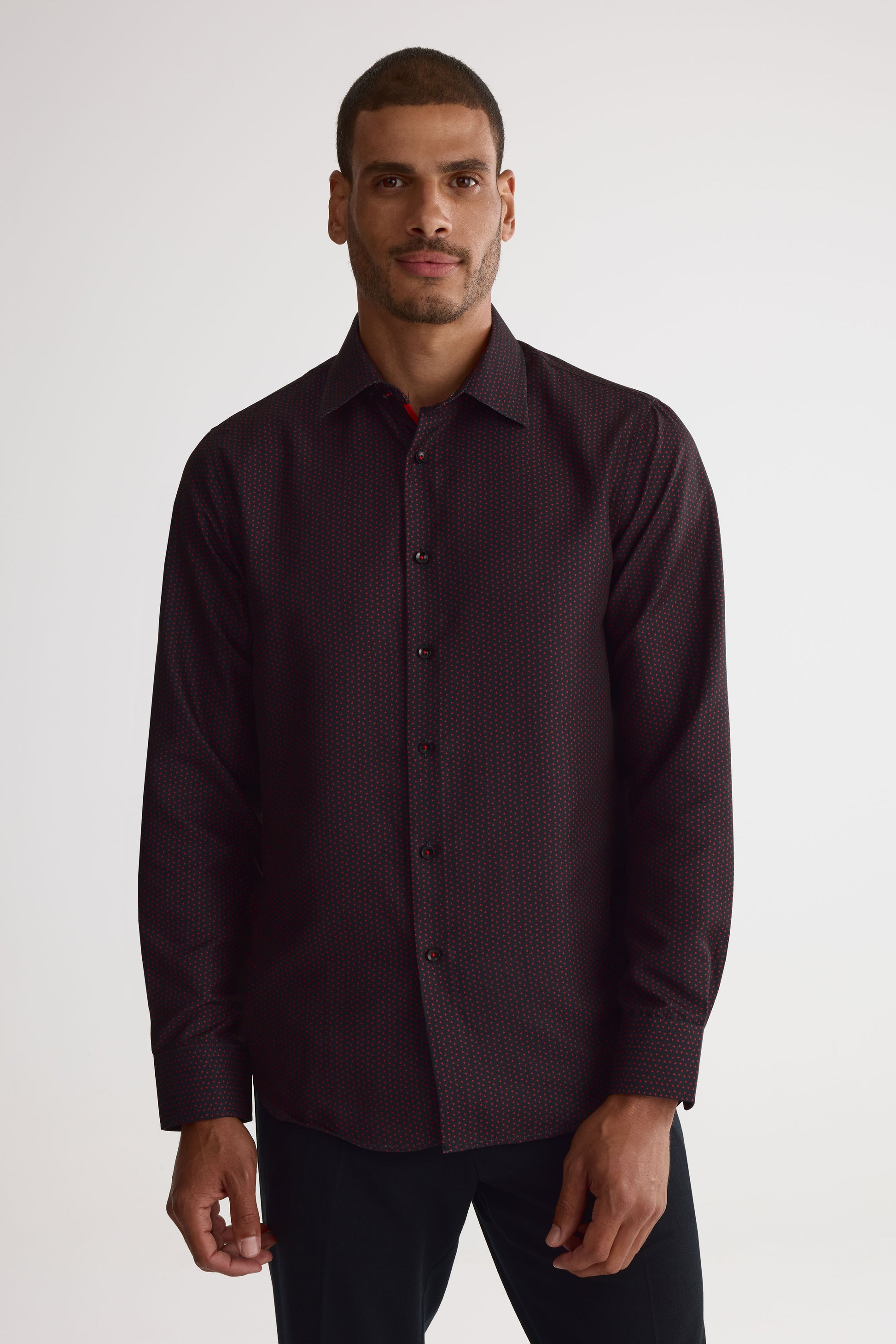 Chemise à manches longues ajustée - Homme && ROUGE