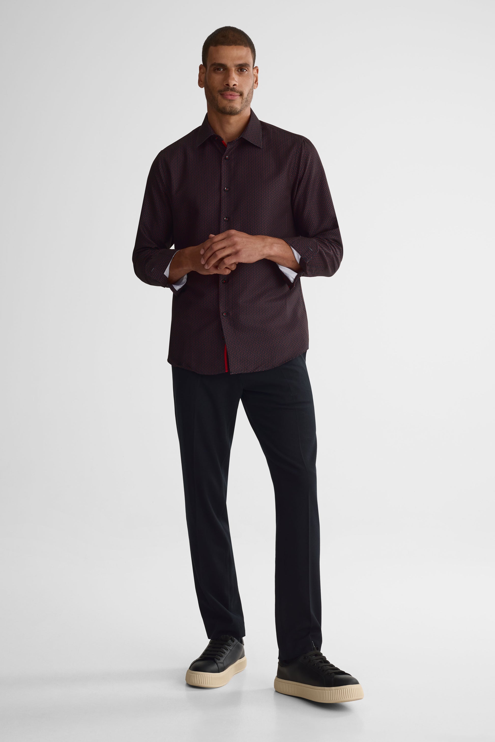 Chemise à manches longues ajustée - Homme && ROUGE