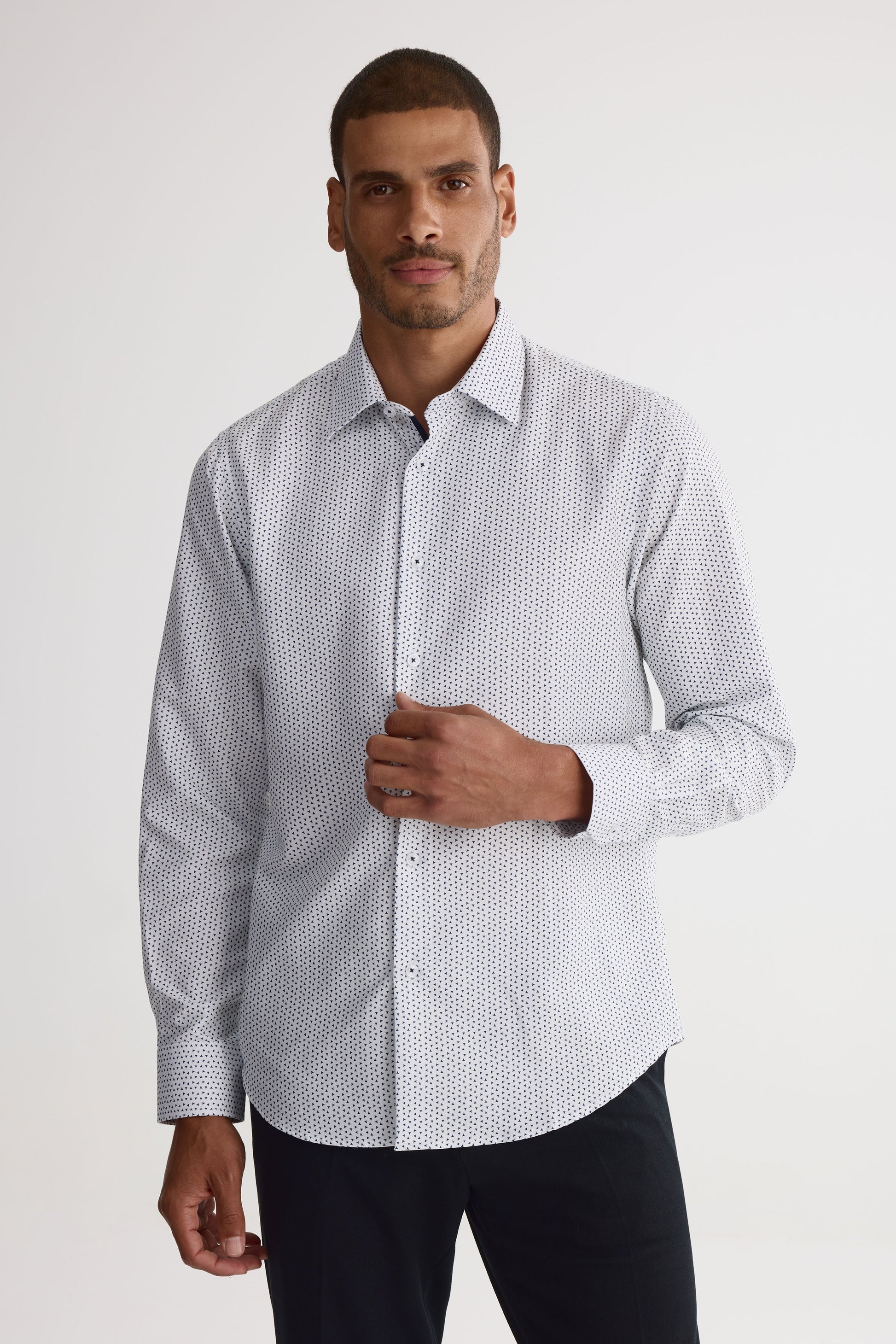 Chemise à manches longues ajustée - Homme && BLANC