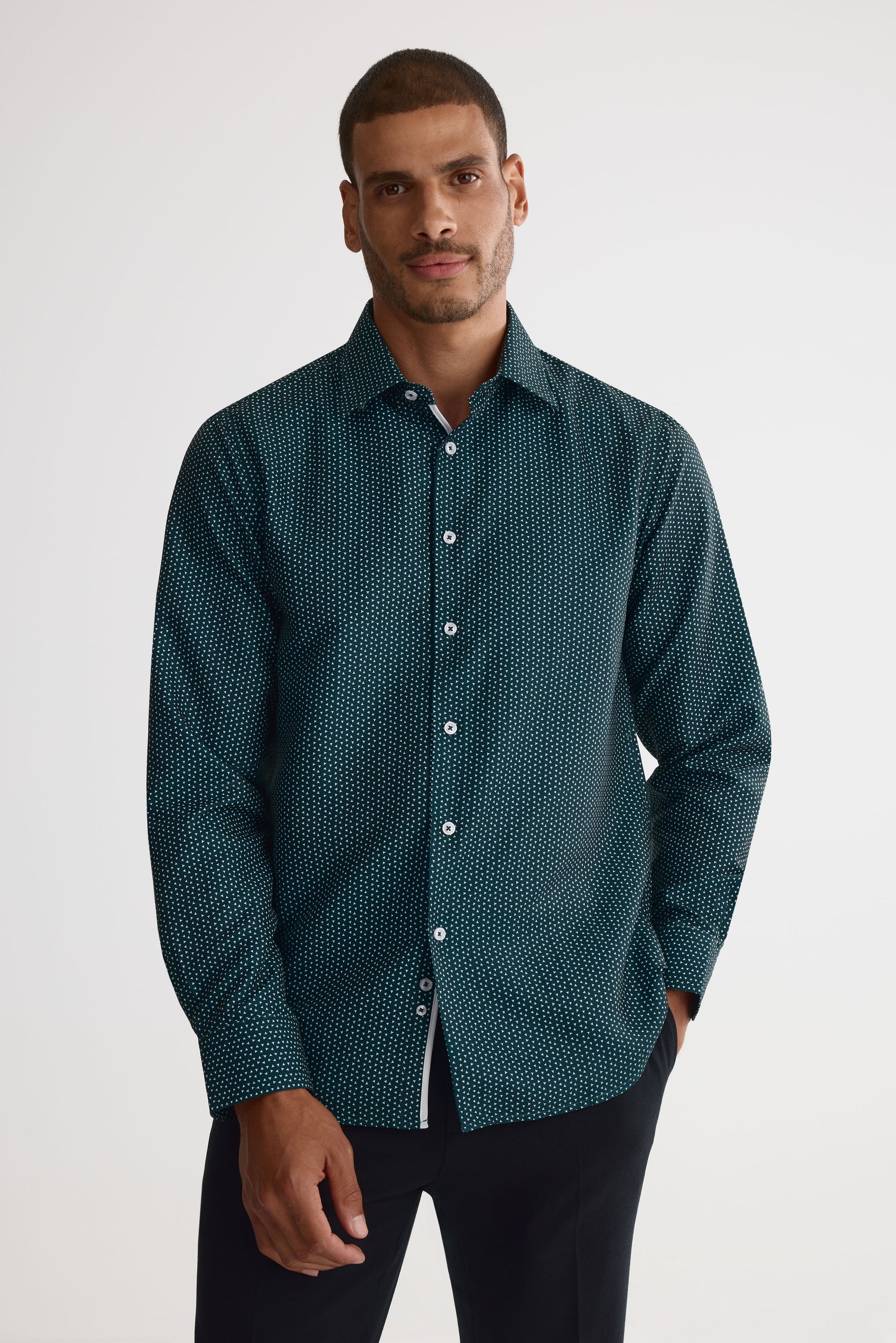 Chemise à manches longues ajustée - Homme && VERT