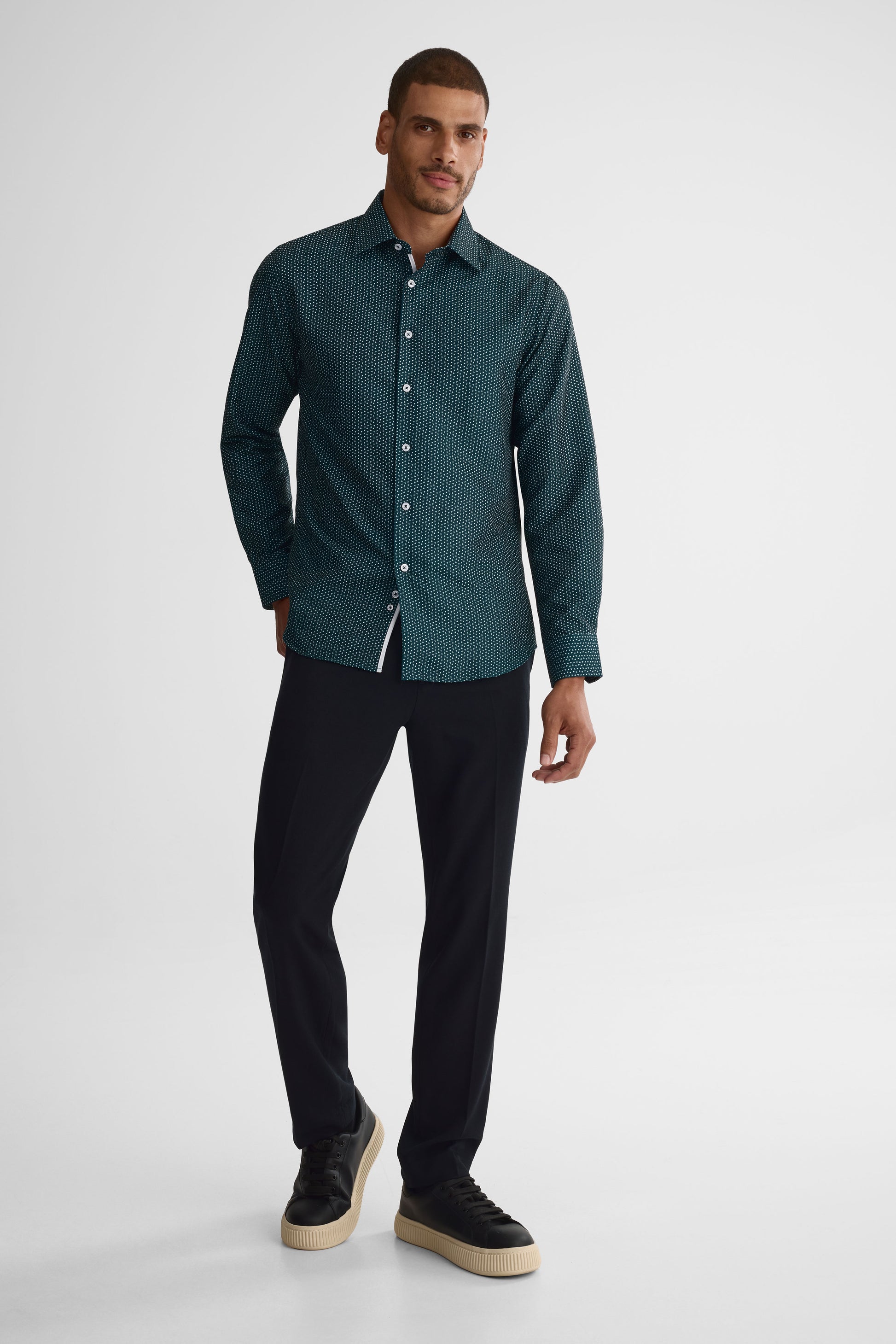 Chemise à manches longues ajustée - Homme && VERT