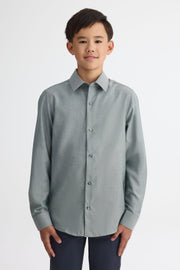 Chemise manches longues habillée en twill - Ado garçon && VERT