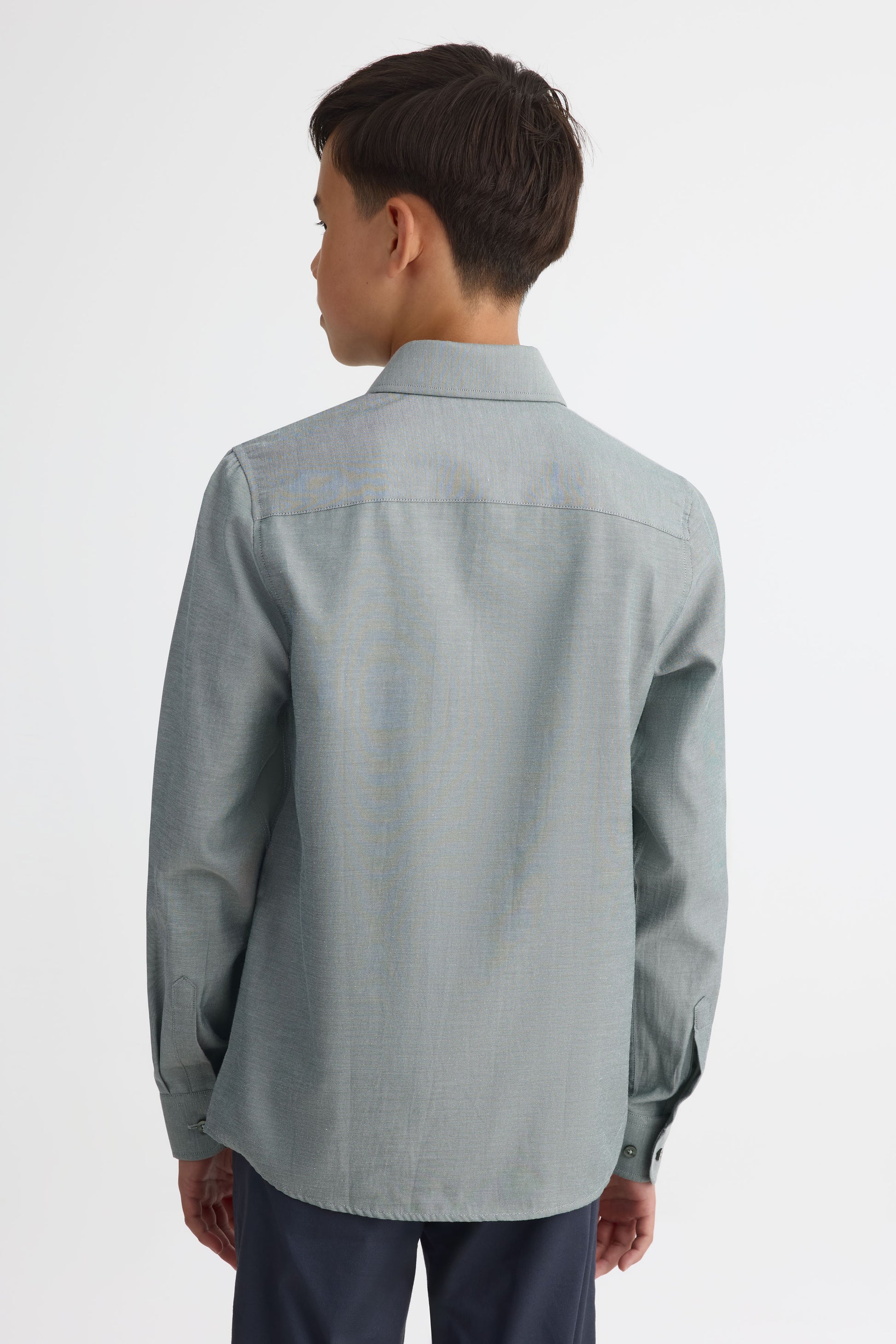 Chemise manches longues habillée en twill - Ado garçon && VERT