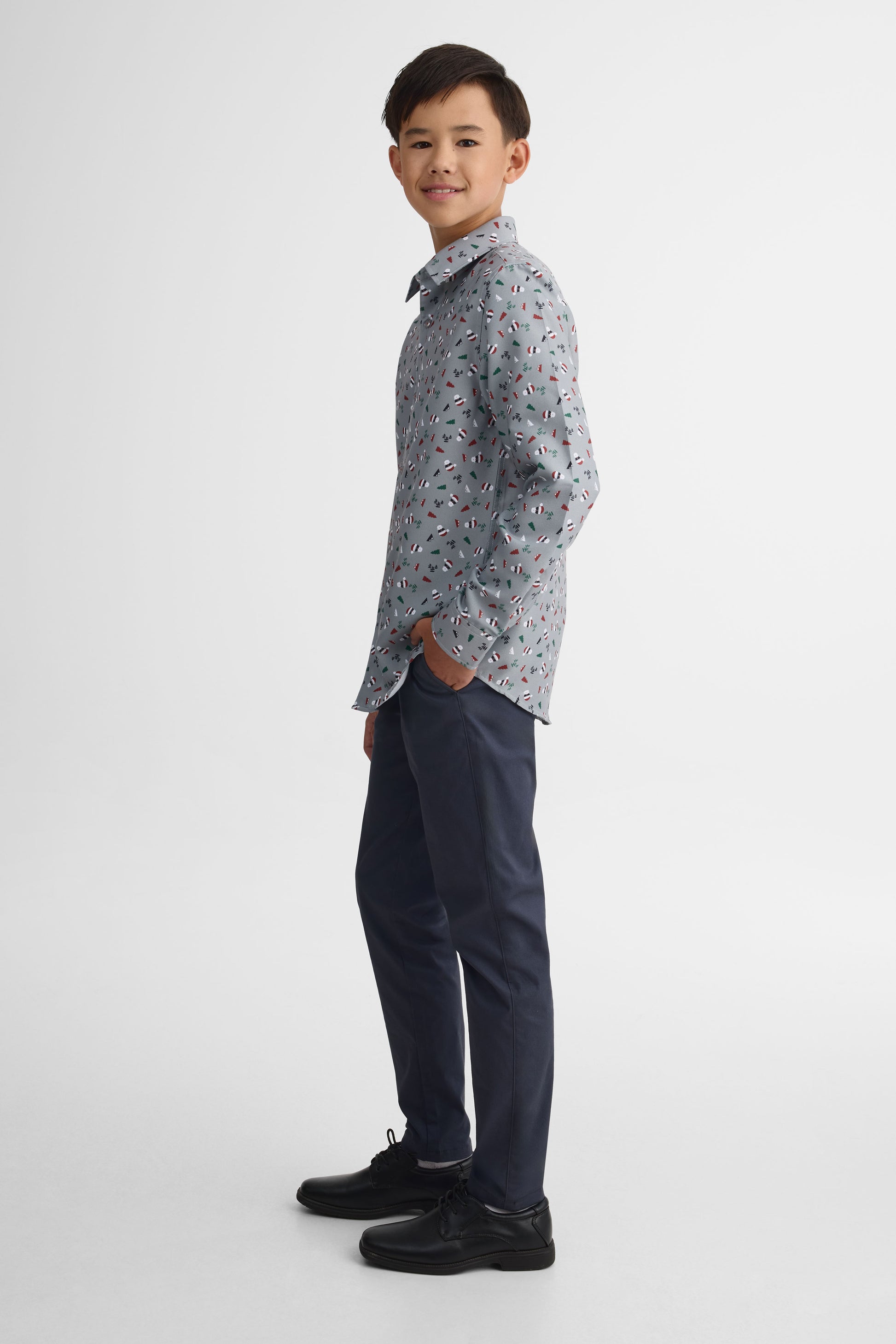 Chemise manches longues imprimée – Ado garçon && GRIS