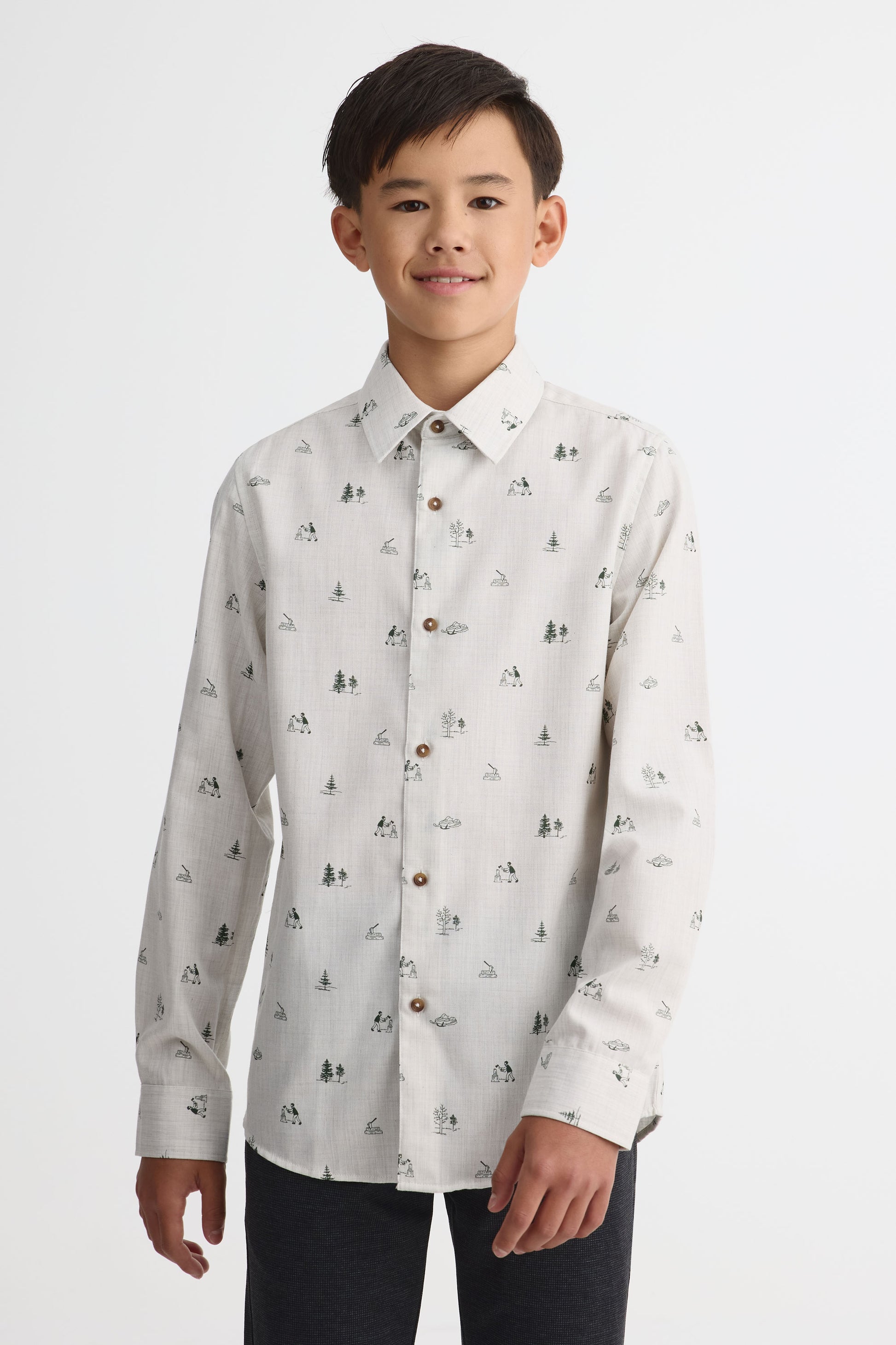 Chemise manches longues imprimée – Ado garçon && BLANC CASSÉ