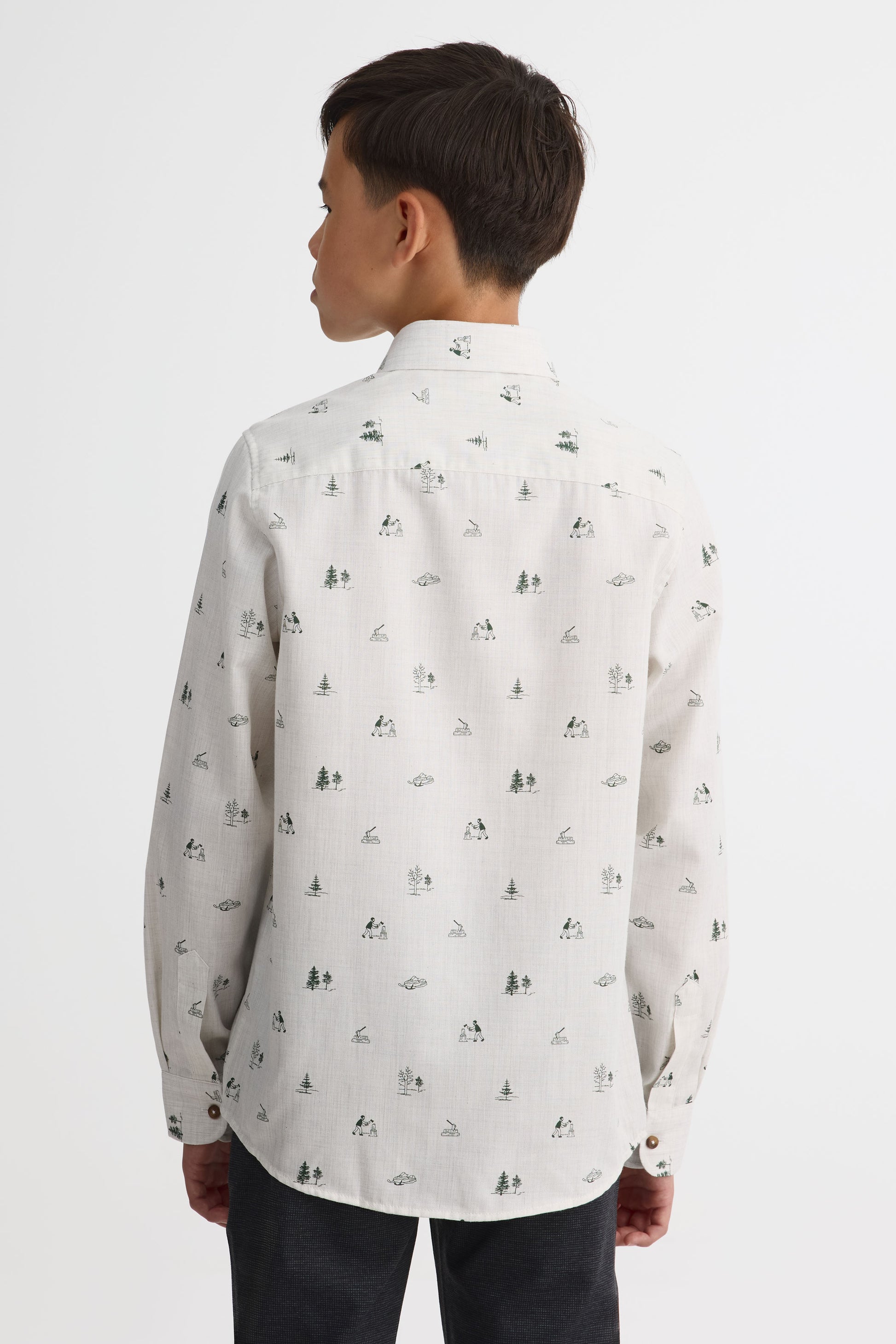 Chemise manches longues imprimée – Ado garçon && BLANC CASSÉ