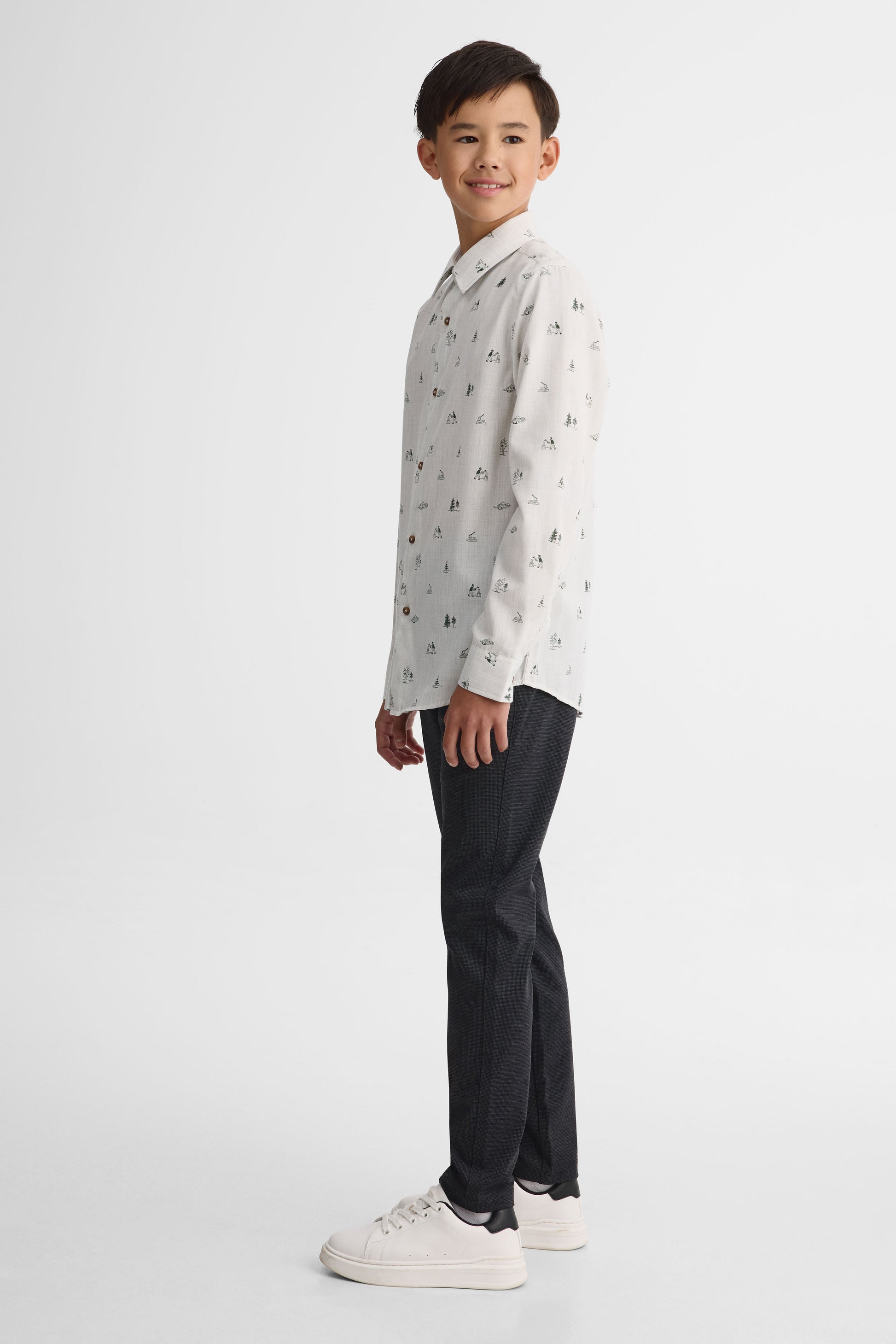 Chemise manches longues imprimée – Ado garçon && BLANC CASSÉ