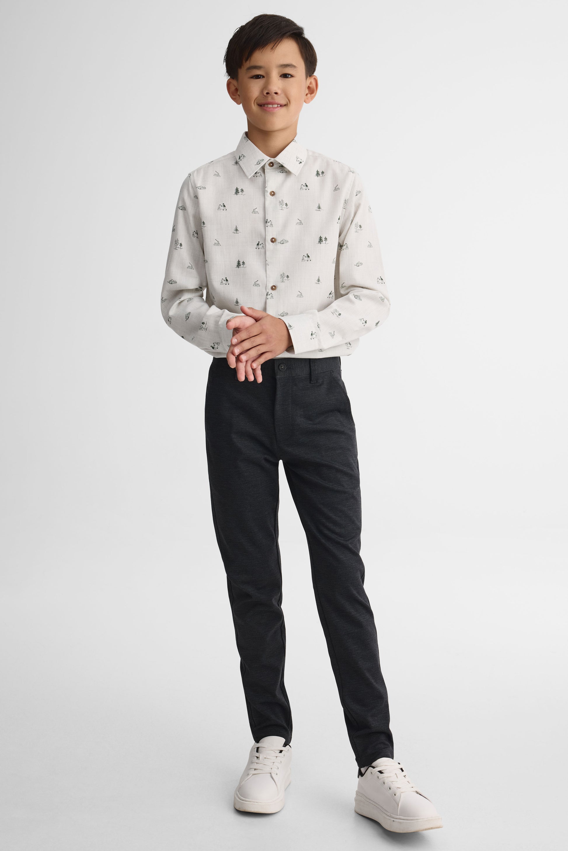 Chemise manches longues imprimée – Ado garçon && BLANC CASSÉ