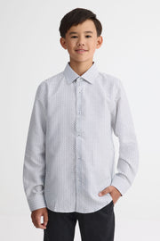 Chemise habillée micro imprimée – Ado garçon && BLANC MULTI