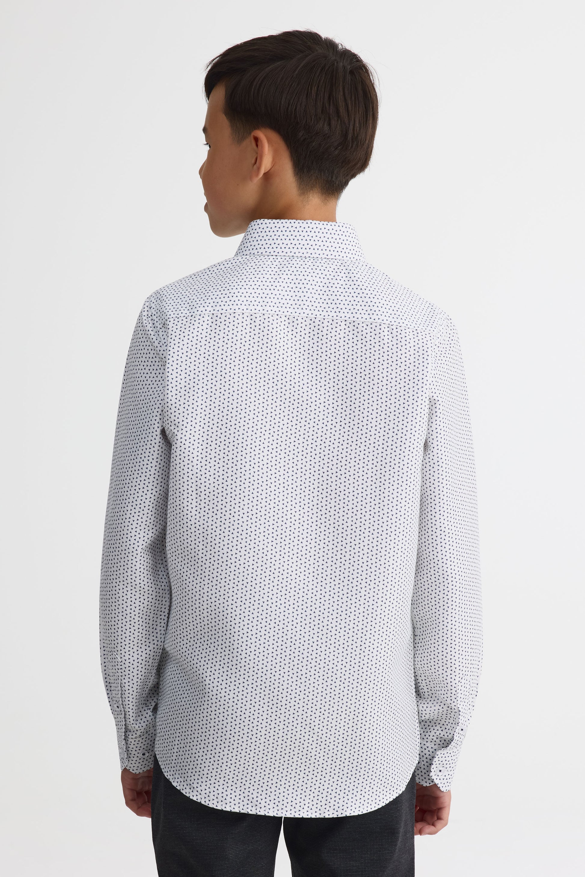 Chemise habillée micro imprimée – Ado garçon && BLANC MULTI